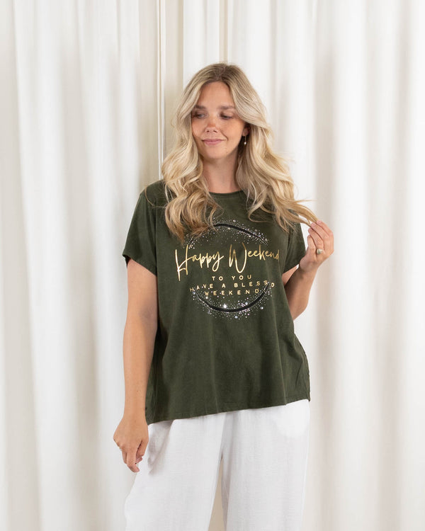Agathe t-shirt, Mørk khaki