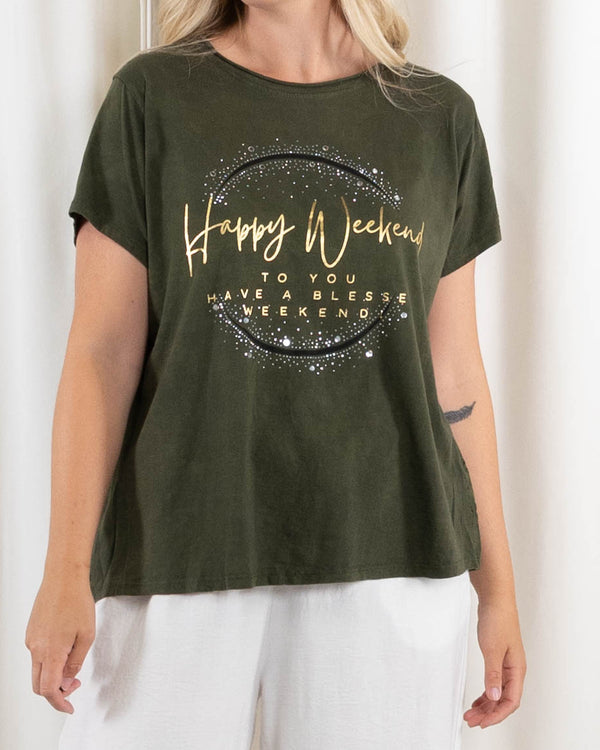 Agathe t-shirt, Mørk khaki