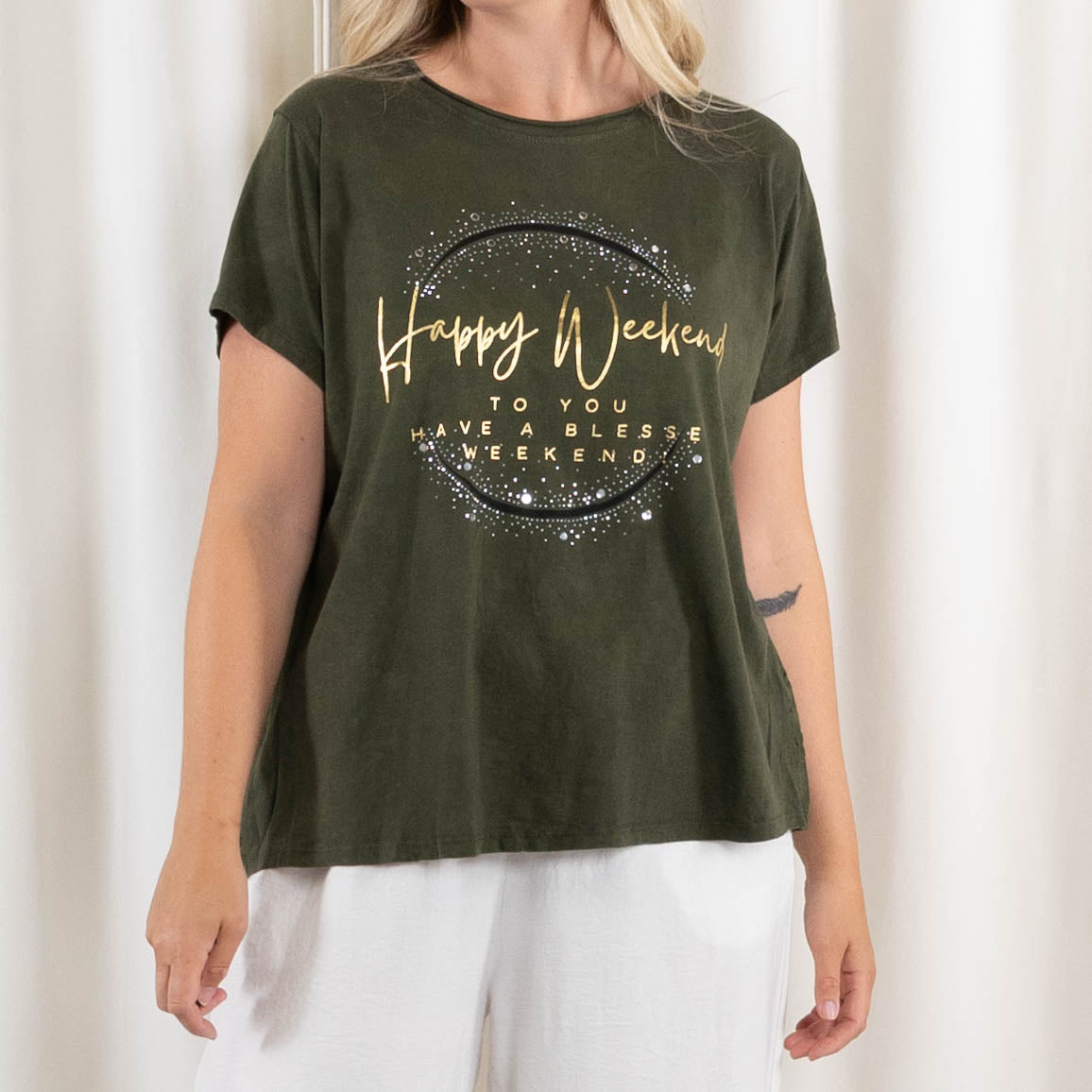 Agathe t-shirt, Mørk khaki