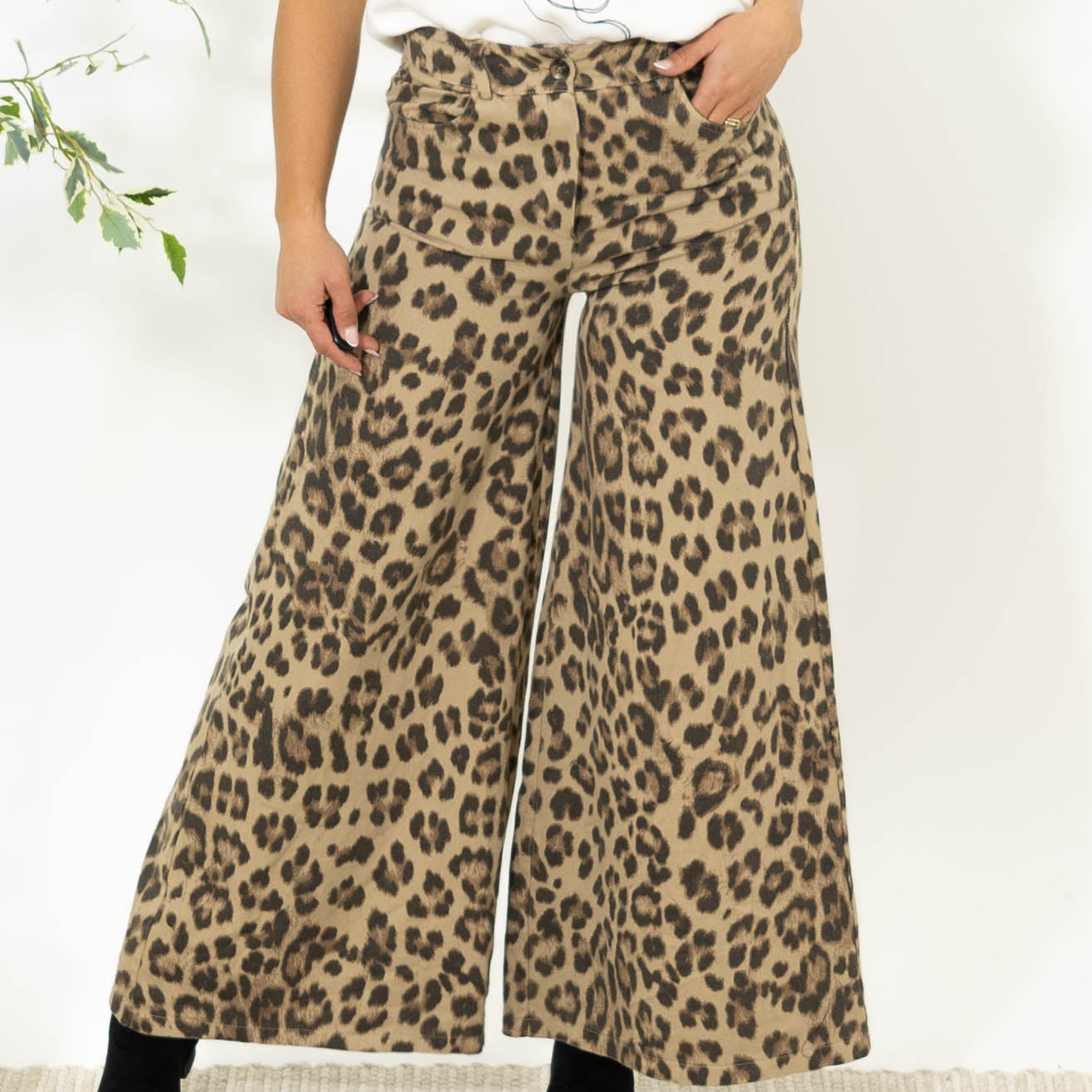 Hedvig bredbenet bukser, Beige