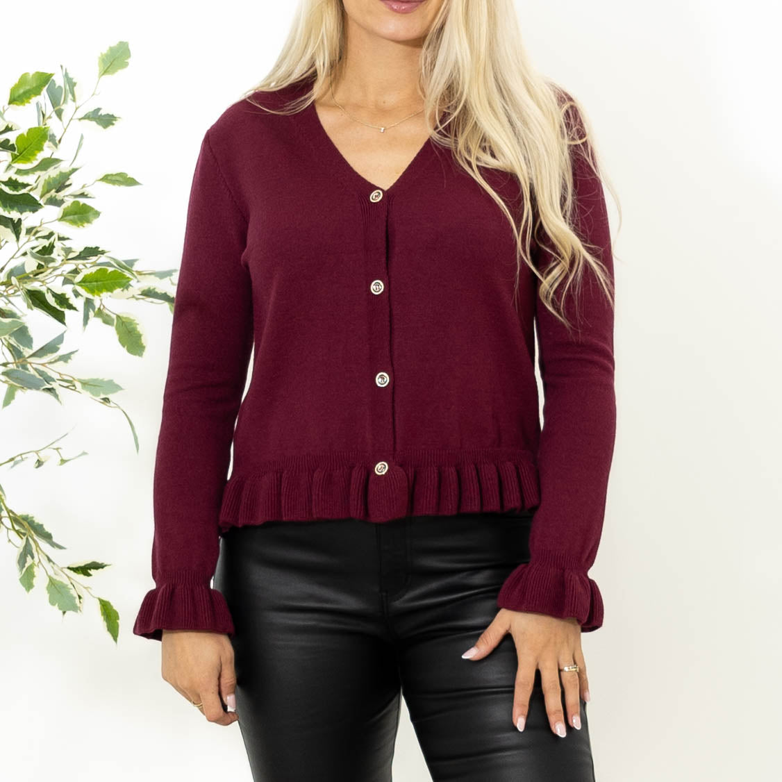 Elinor strik cardigan, Bordeaux