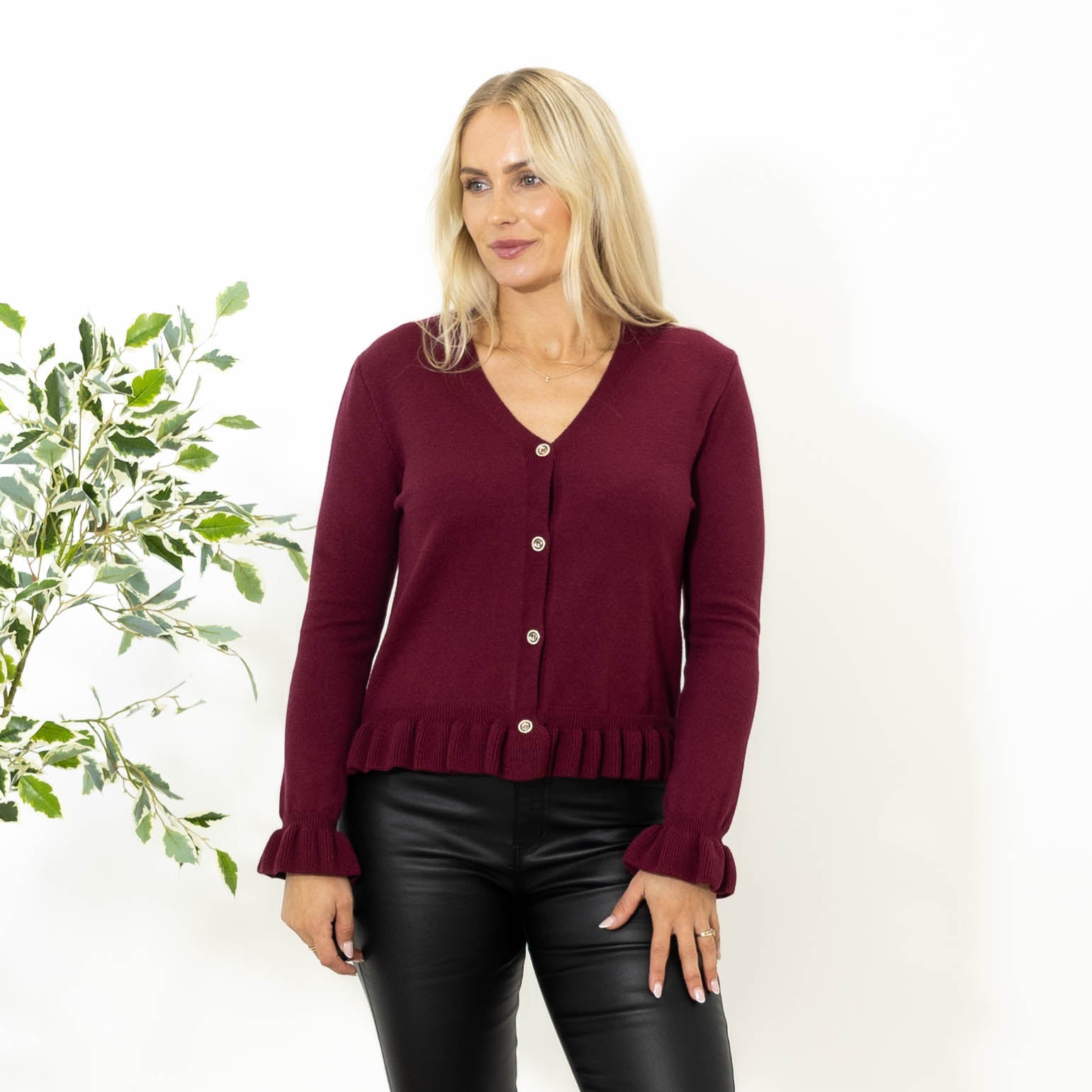 Elinor strik cardigan, Bordeaux