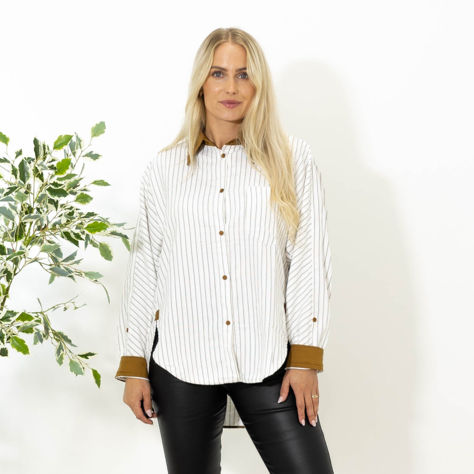 Ulrikke stribet skjorte, Hvid