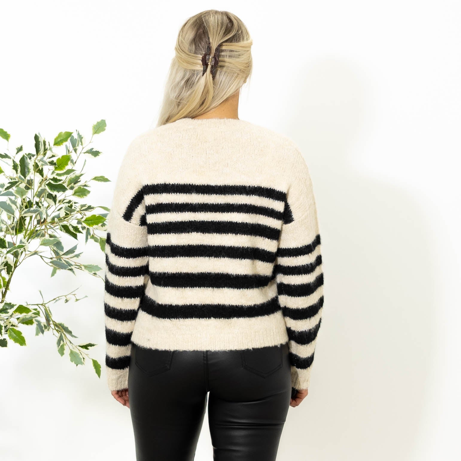 Flora stribet strik, Beige