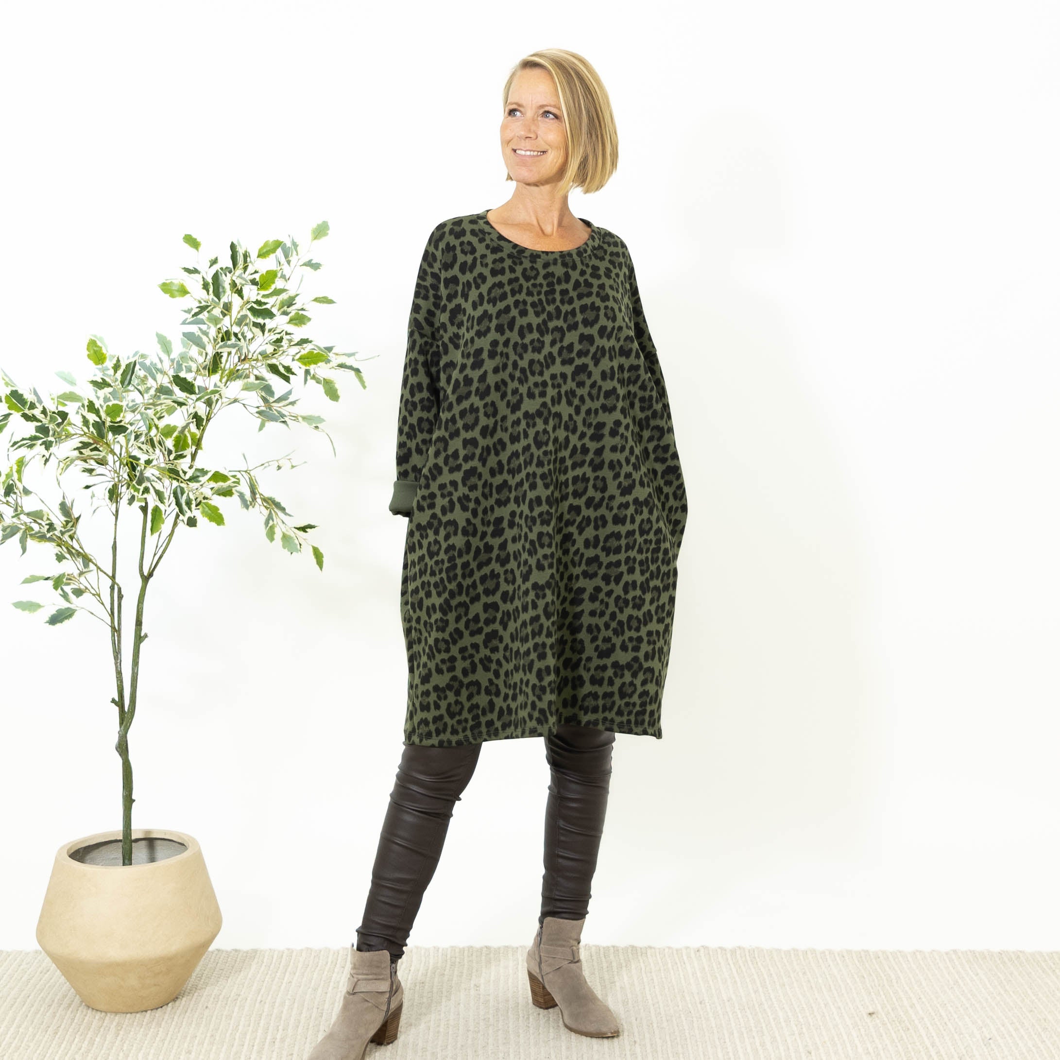 Linda sweatshirtkjole, Khaki