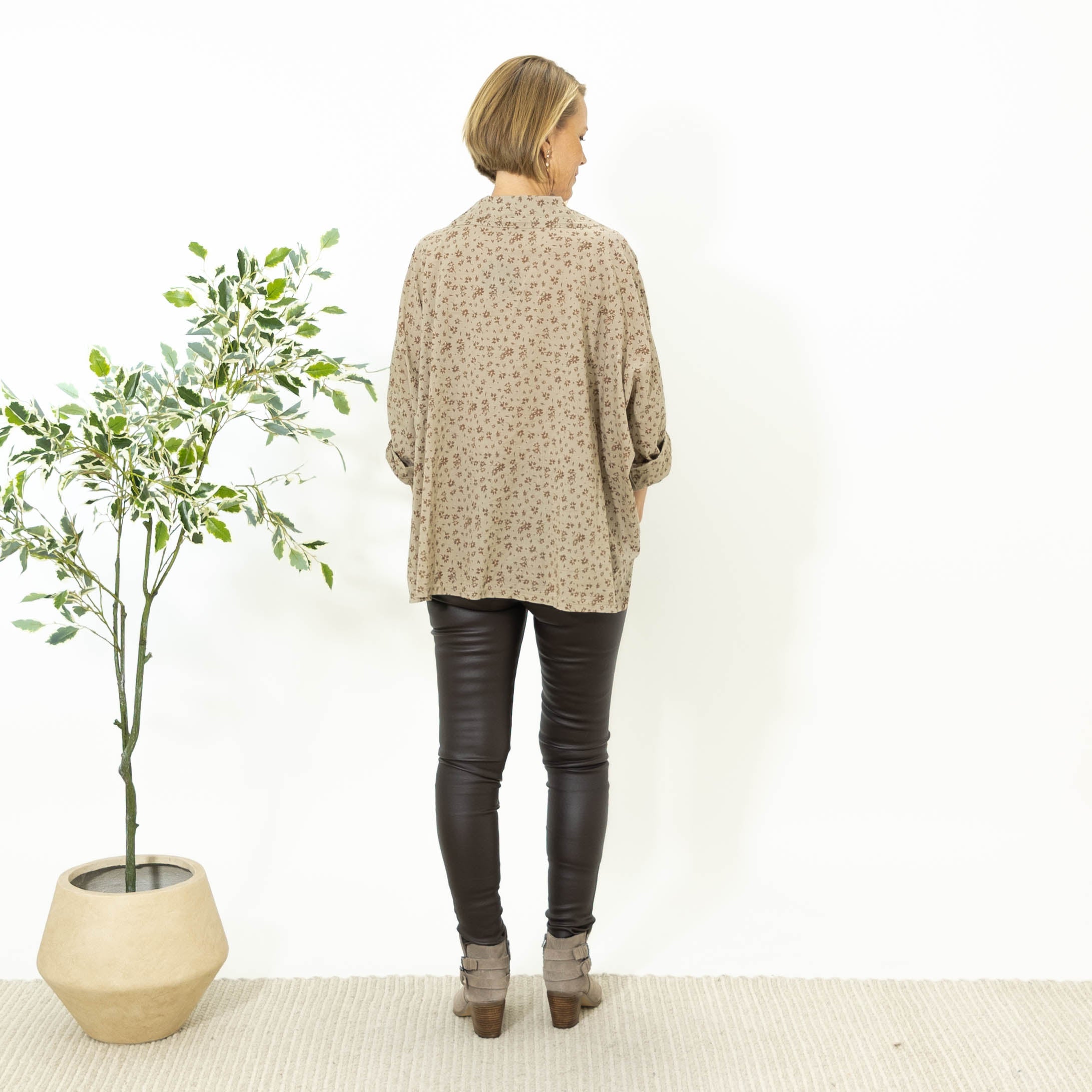 Emma bomulds skjorte, Taupe