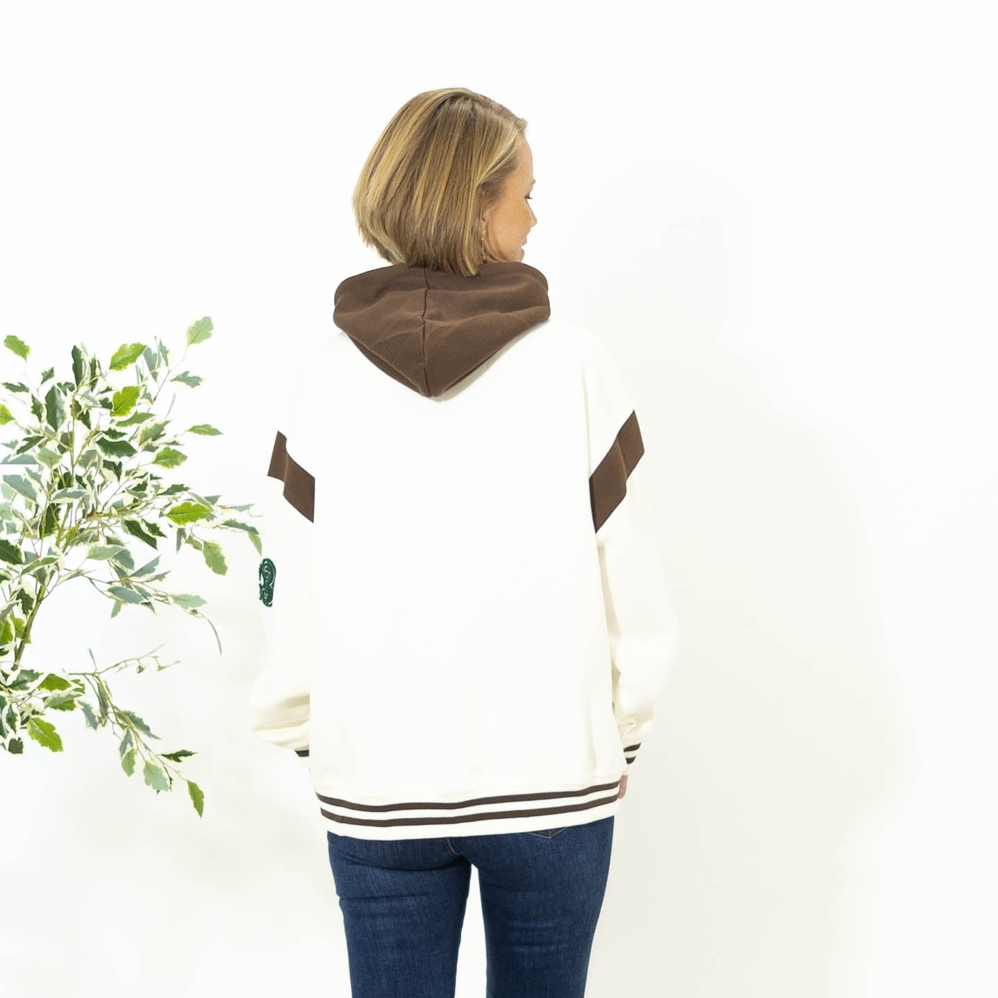 Almine bomber jakke m. hoodie, Råhvid
