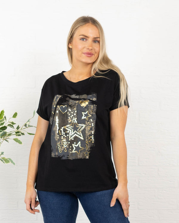 Star t-shirt, Sort