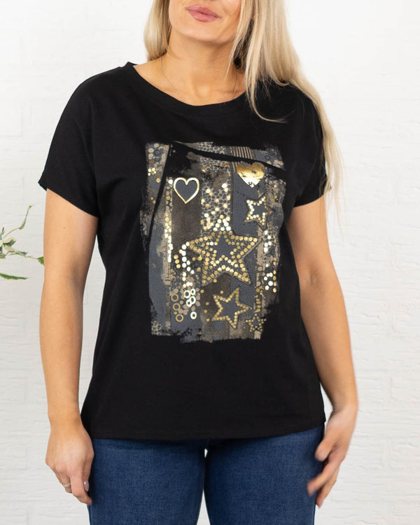 Star t-shirt, Sort