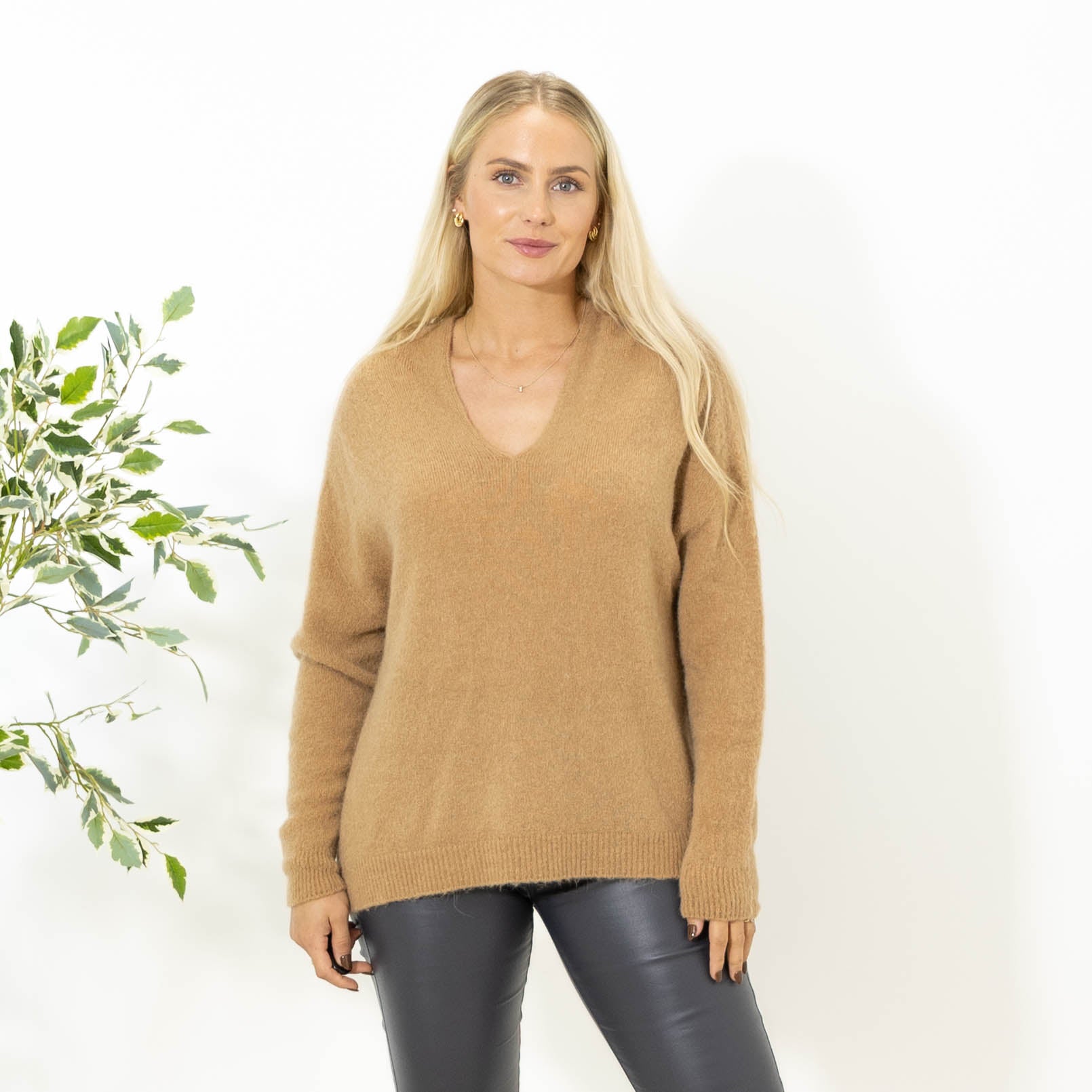Liva strik hoodie, Camel