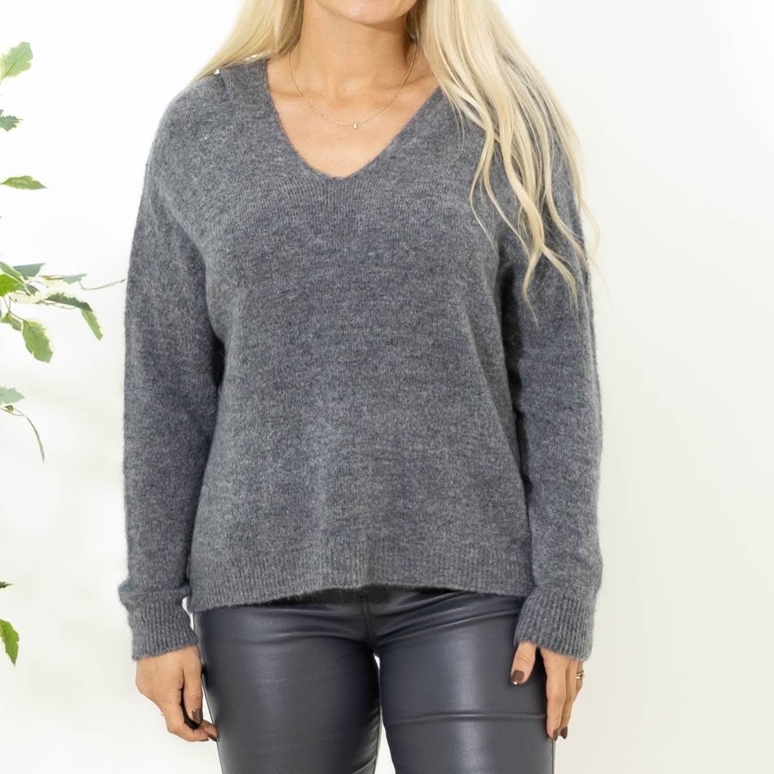 Liva strik hoodie, Grå