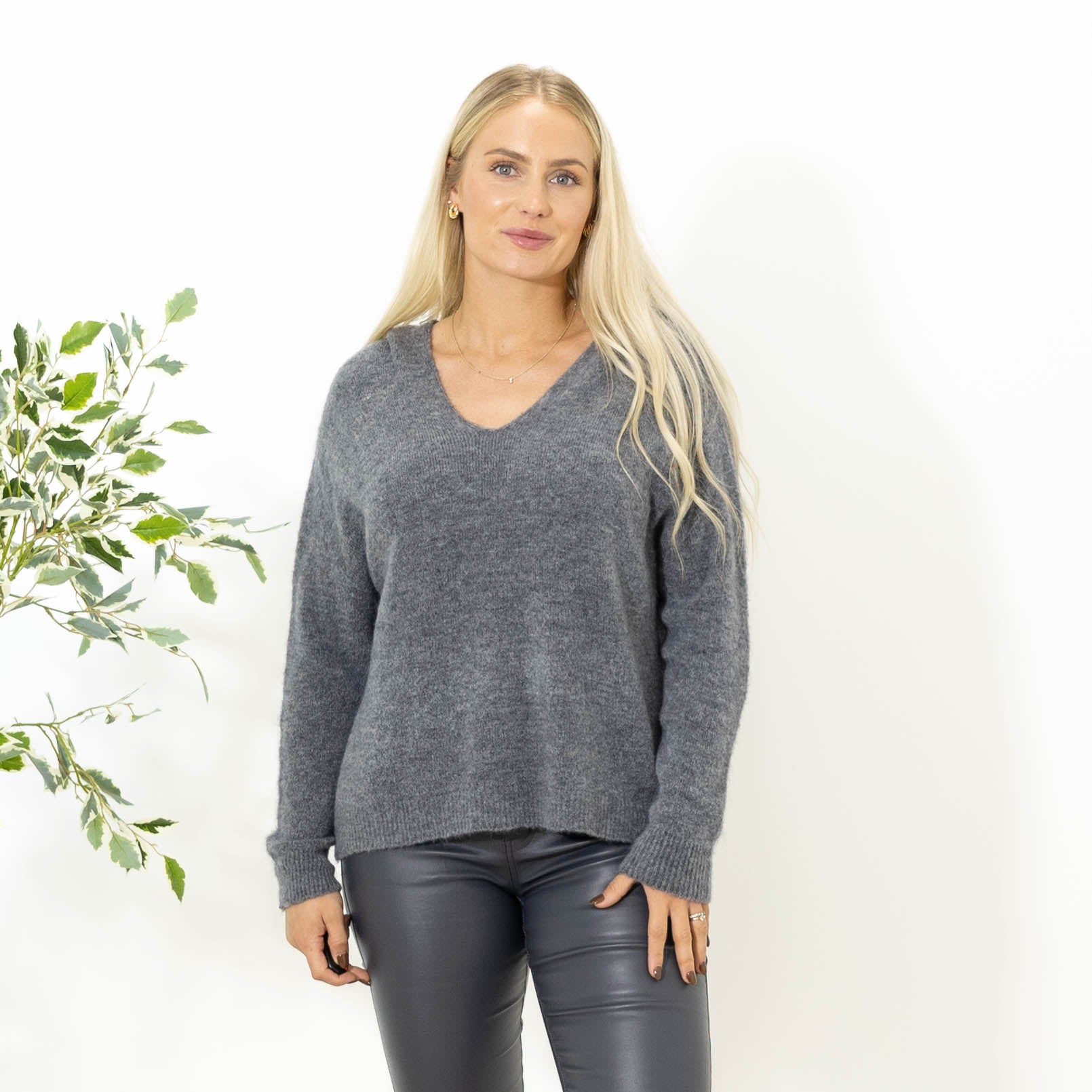 Liva strik hoodie, Grå