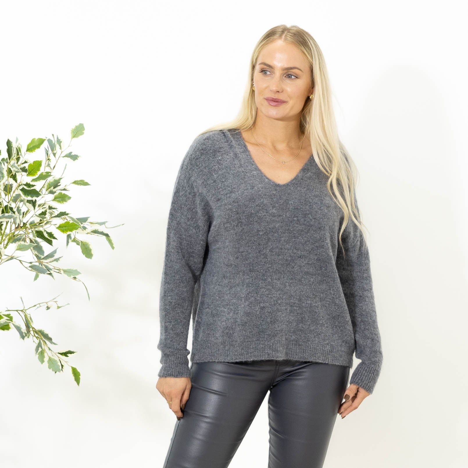Liva strik hoodie, Grå