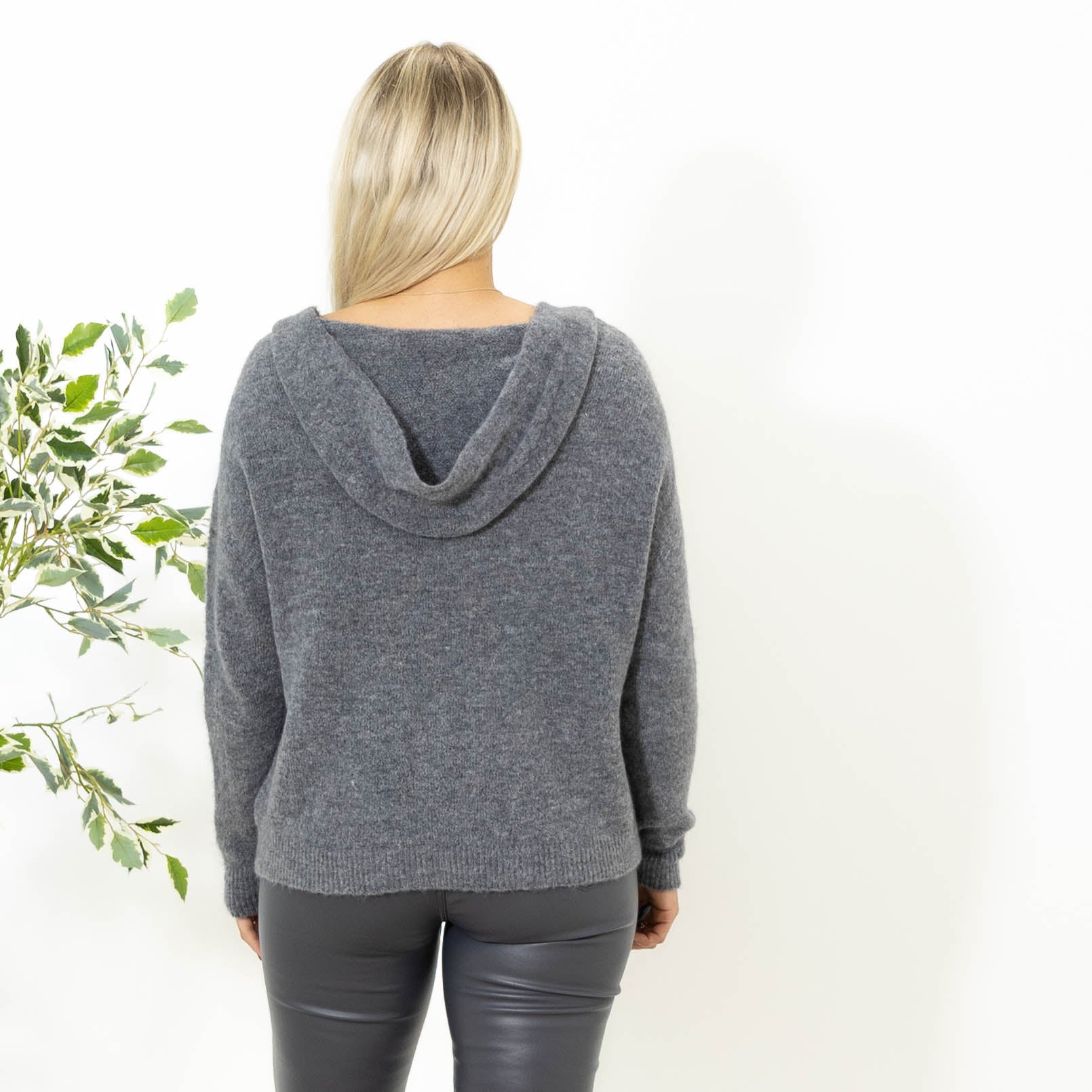 Liva strik hoodie, Grå