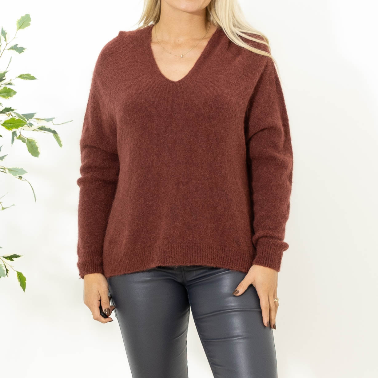 Liva strik hoodie, Bordeaux