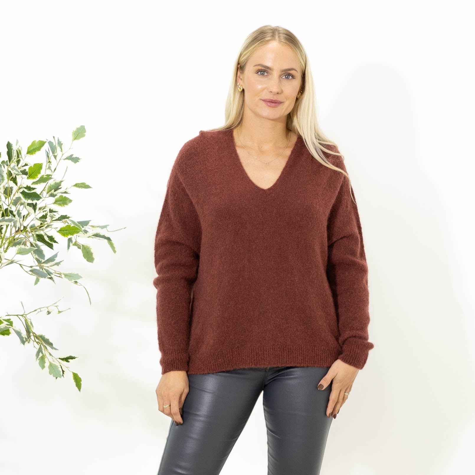 Liva strik hoodie, Bordeaux