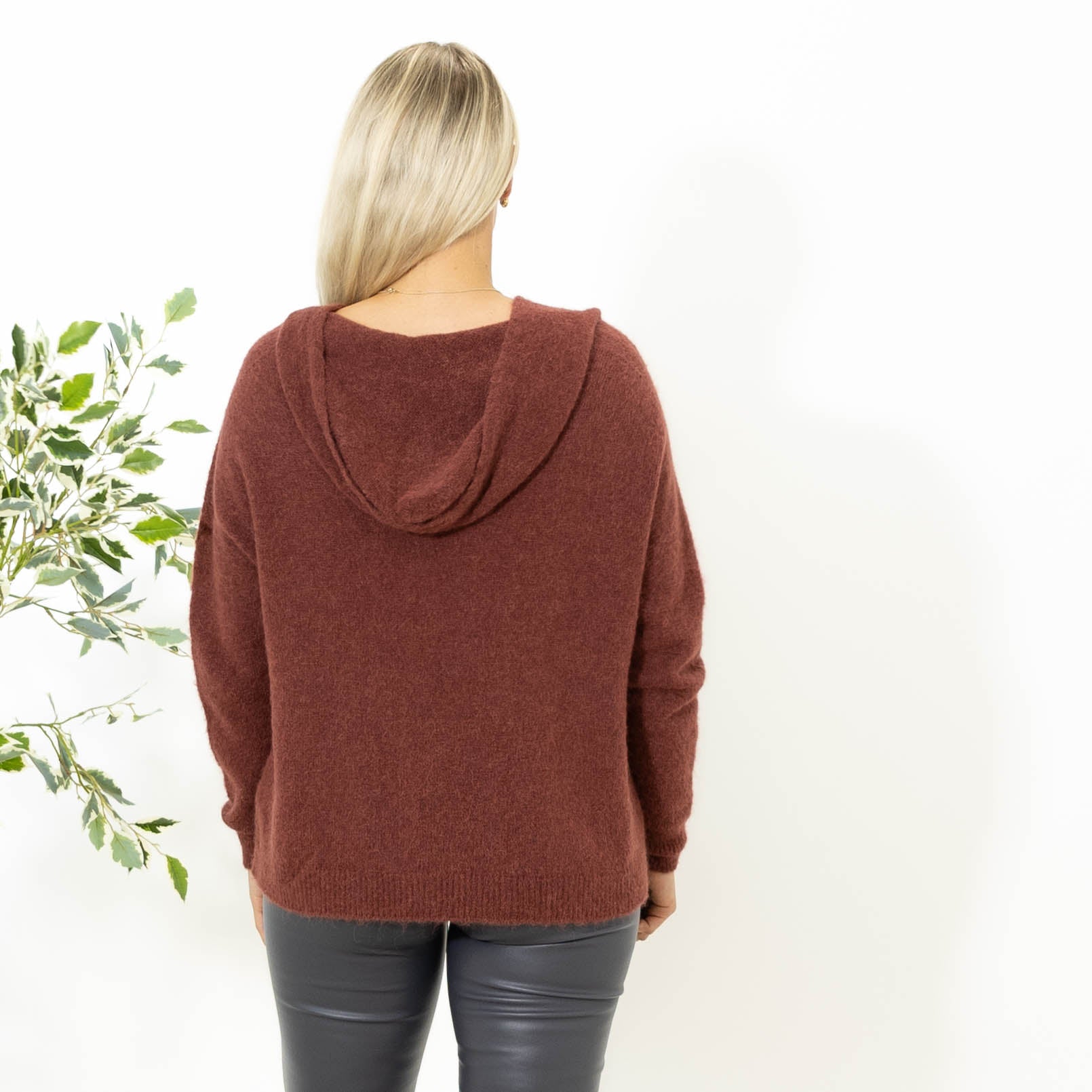Liva strik hoodie, Bordeaux