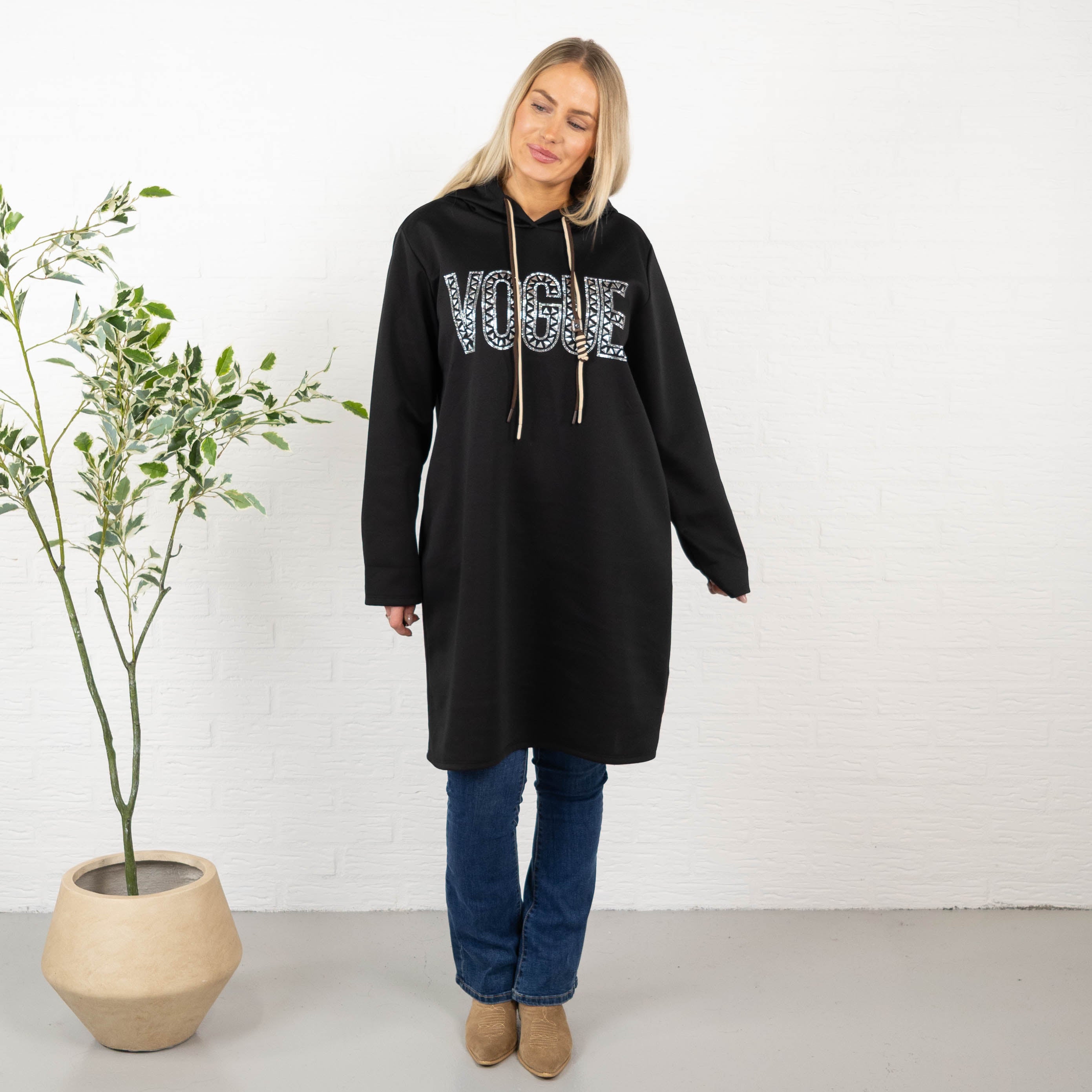 Vogue sweatshirt/tunika, Sort