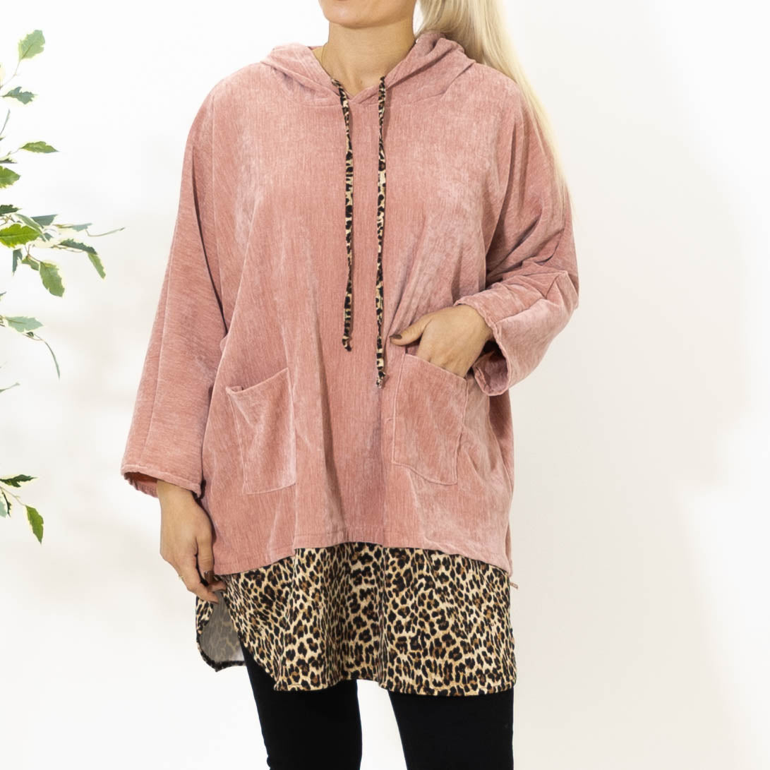 Tara leo hoodie, Rosa