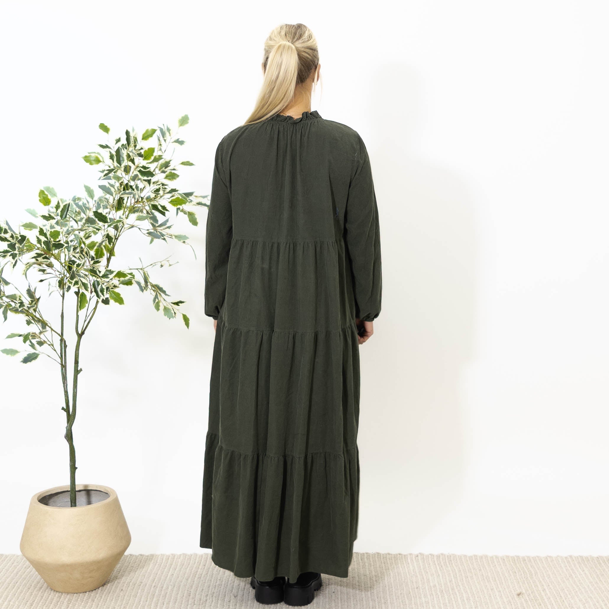 Alva babyfløjlskjole, Khaki
