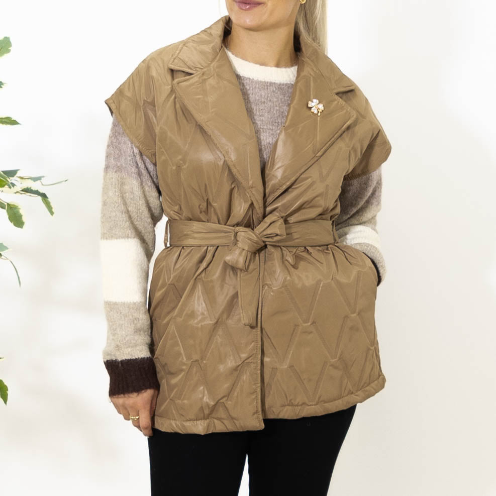 Gerda vest m. bælte, Camel