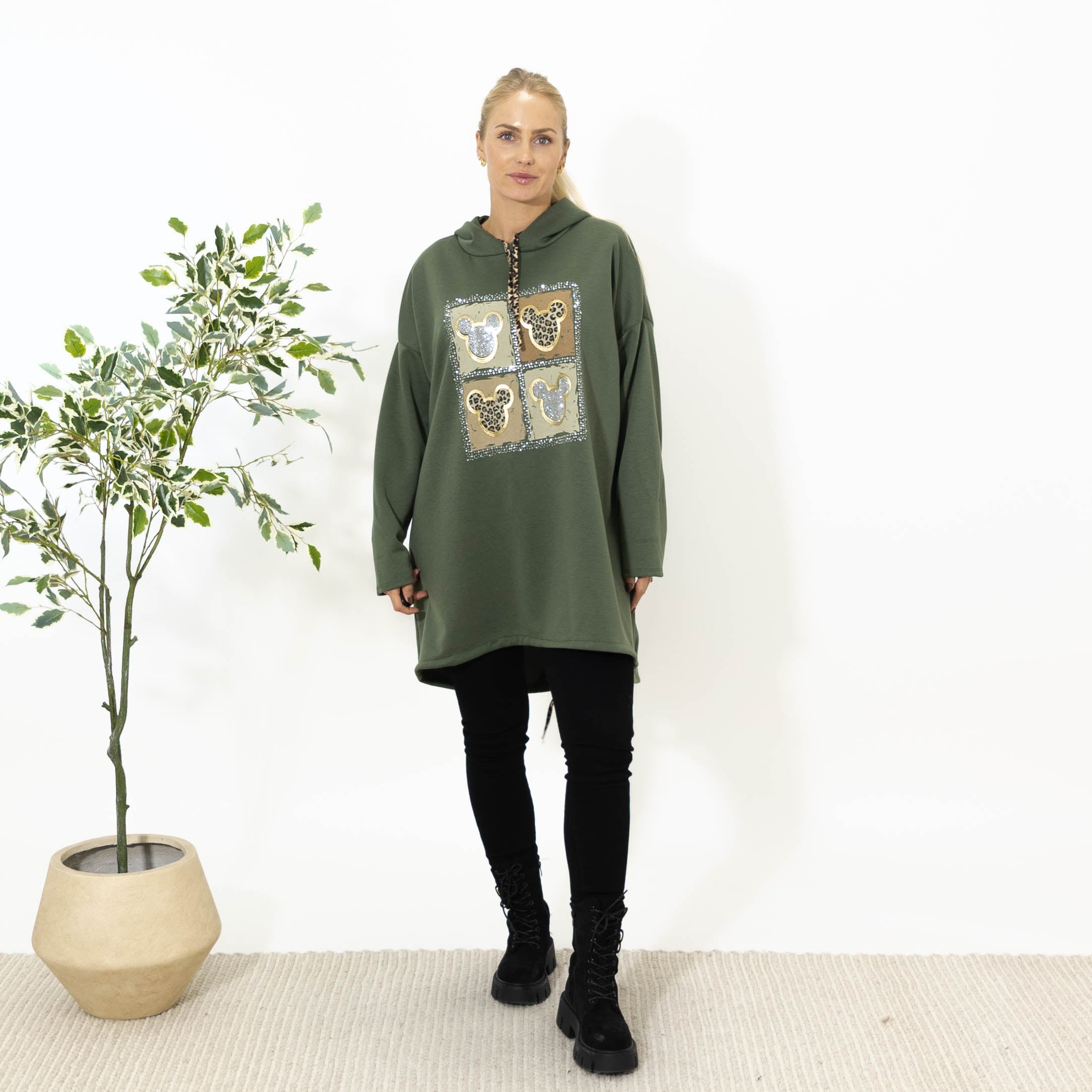 Noreen sweatshirt m. hoodie, Khaki