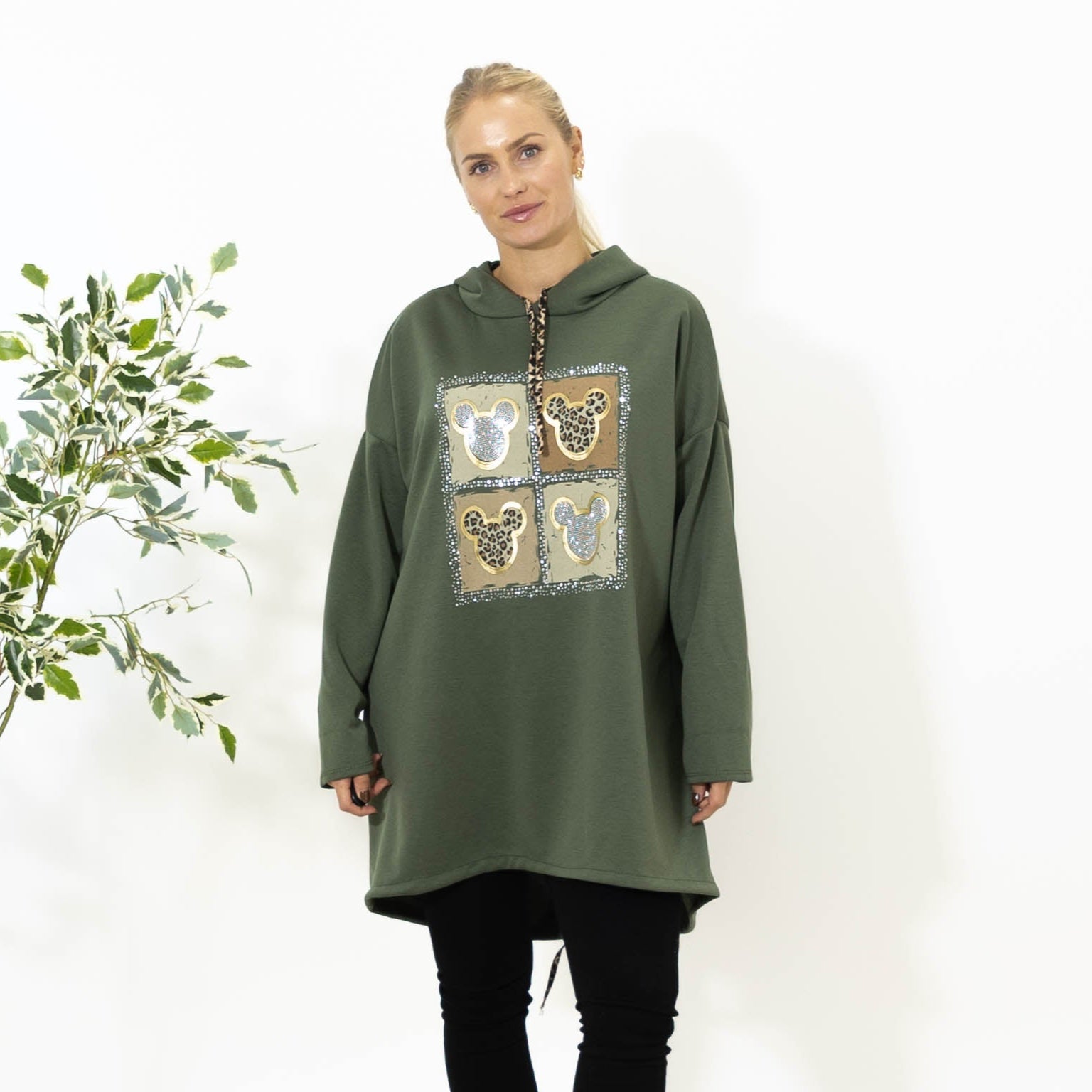Noreen sweatshirt m. hoodie, Khaki