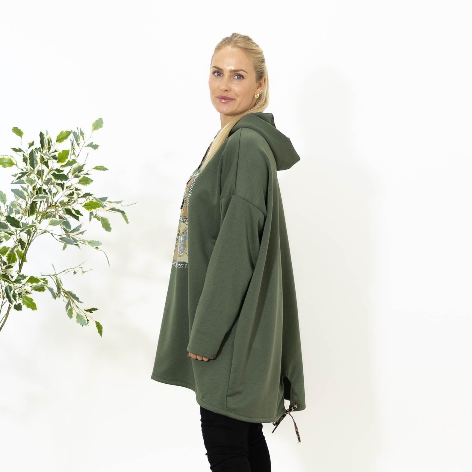Noreen sweatshirt m. hoodie, Khaki