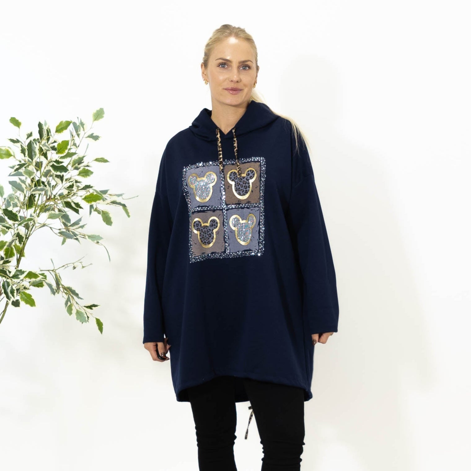 Noreen sweatshirt m. hoodie, Navy