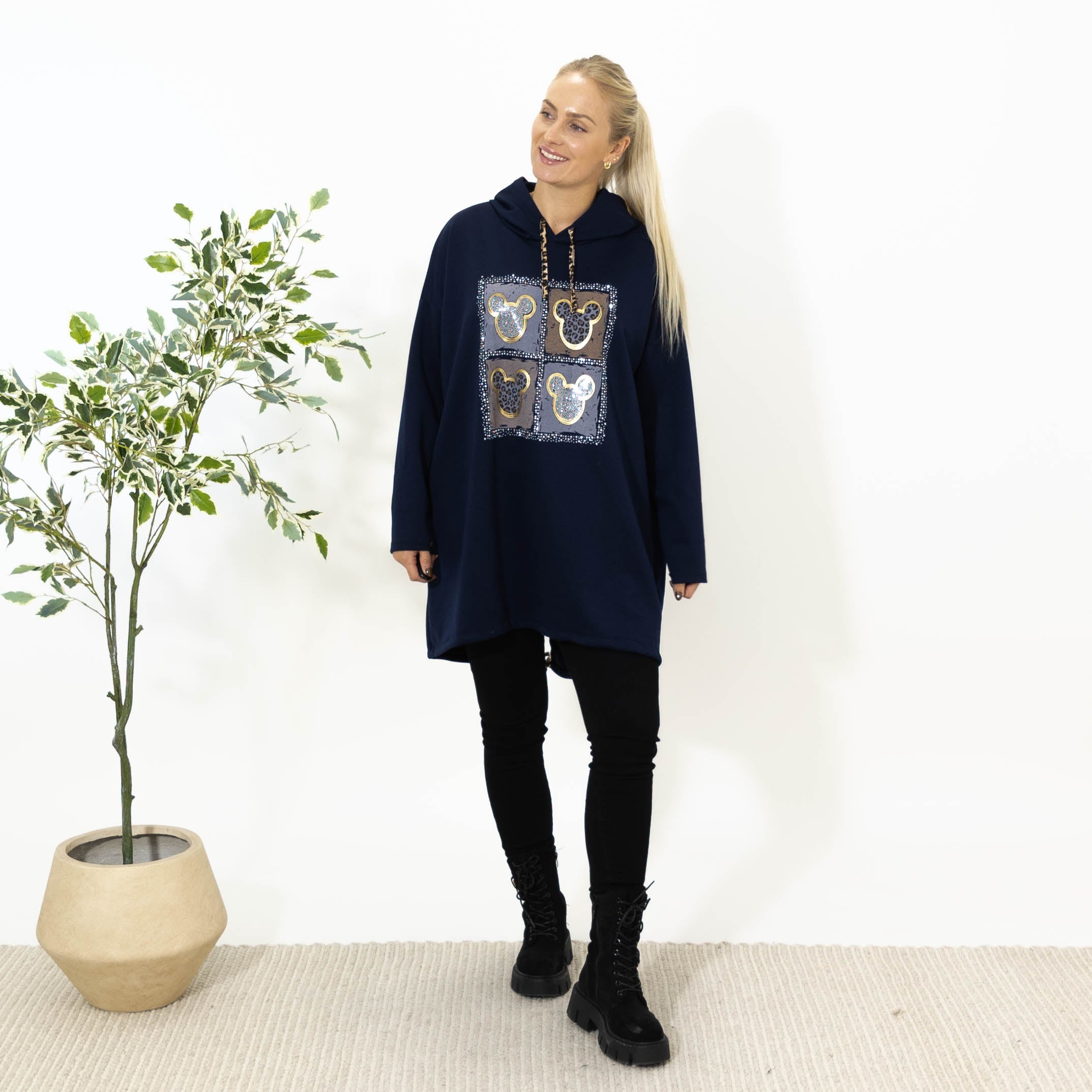 Noreen sweatshirt m. hoodie, Navy