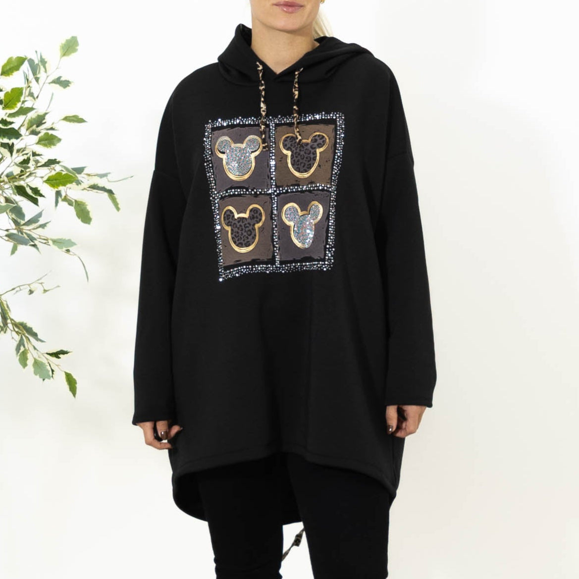 Noreen sweatshirt m. hoodie, Sort
