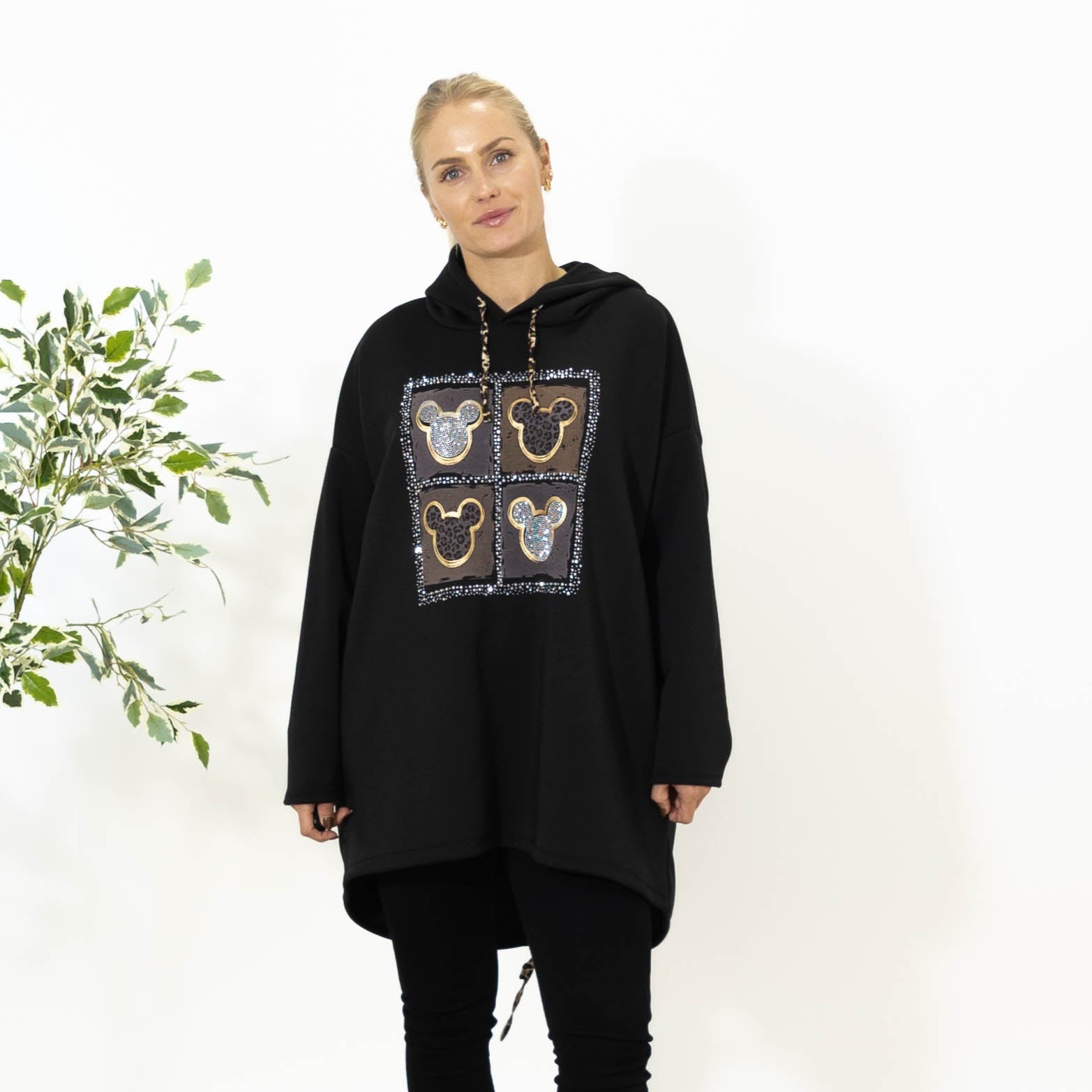 Noreen sweatshirt m. hoodie, Sort