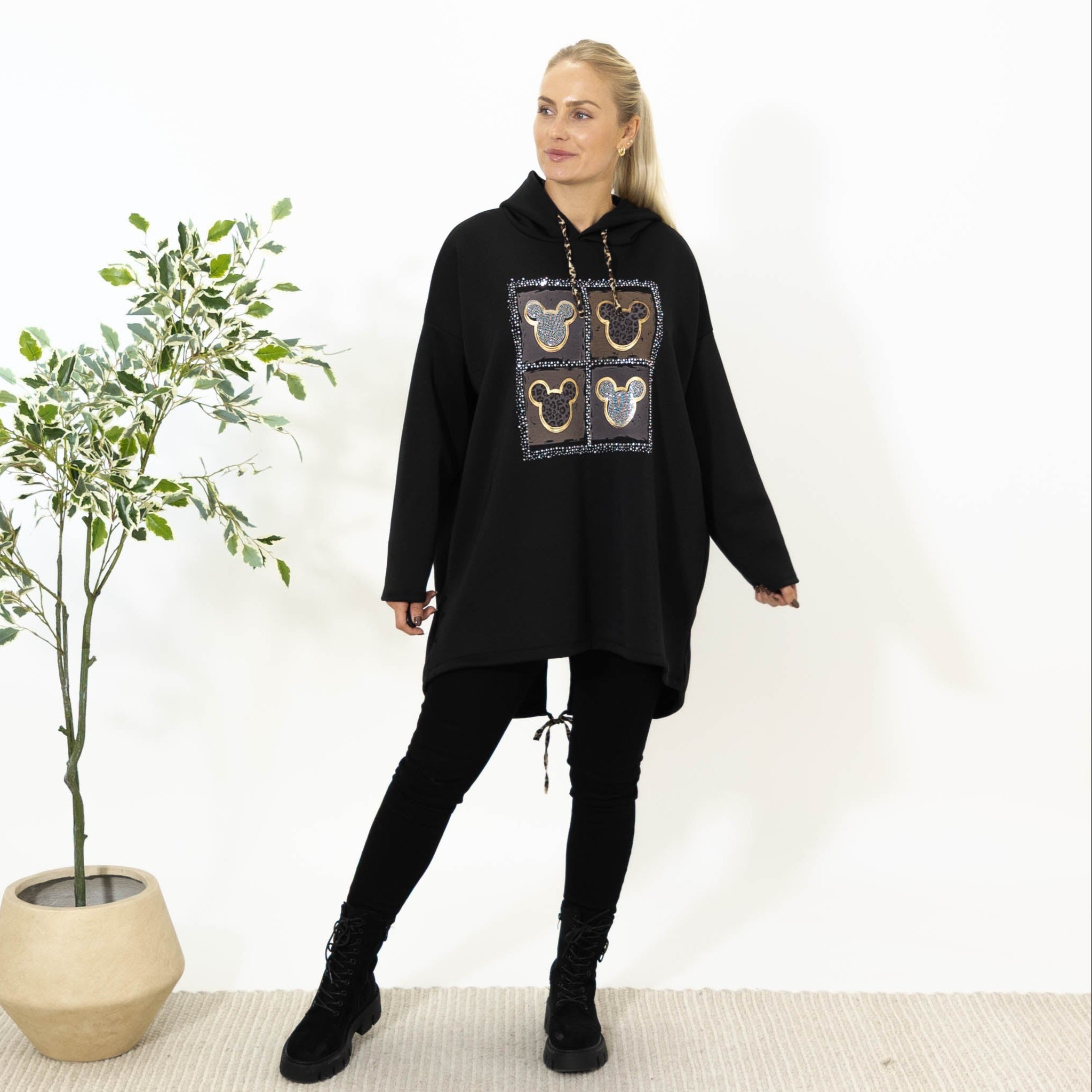 Noreen sweatshirt m. hoodie, Sort