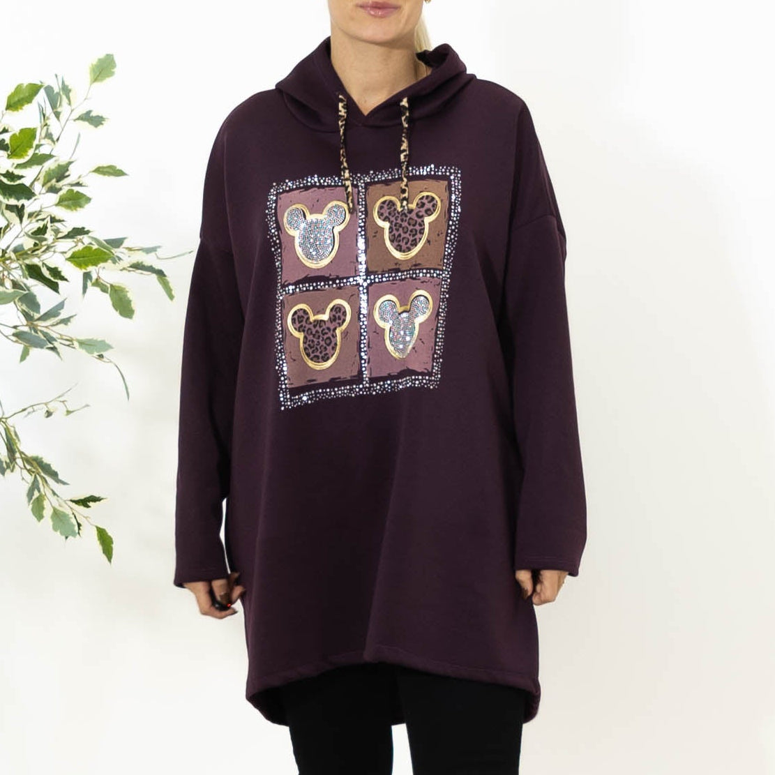 Noreen sweatshirt m. hoodie, Lilla
