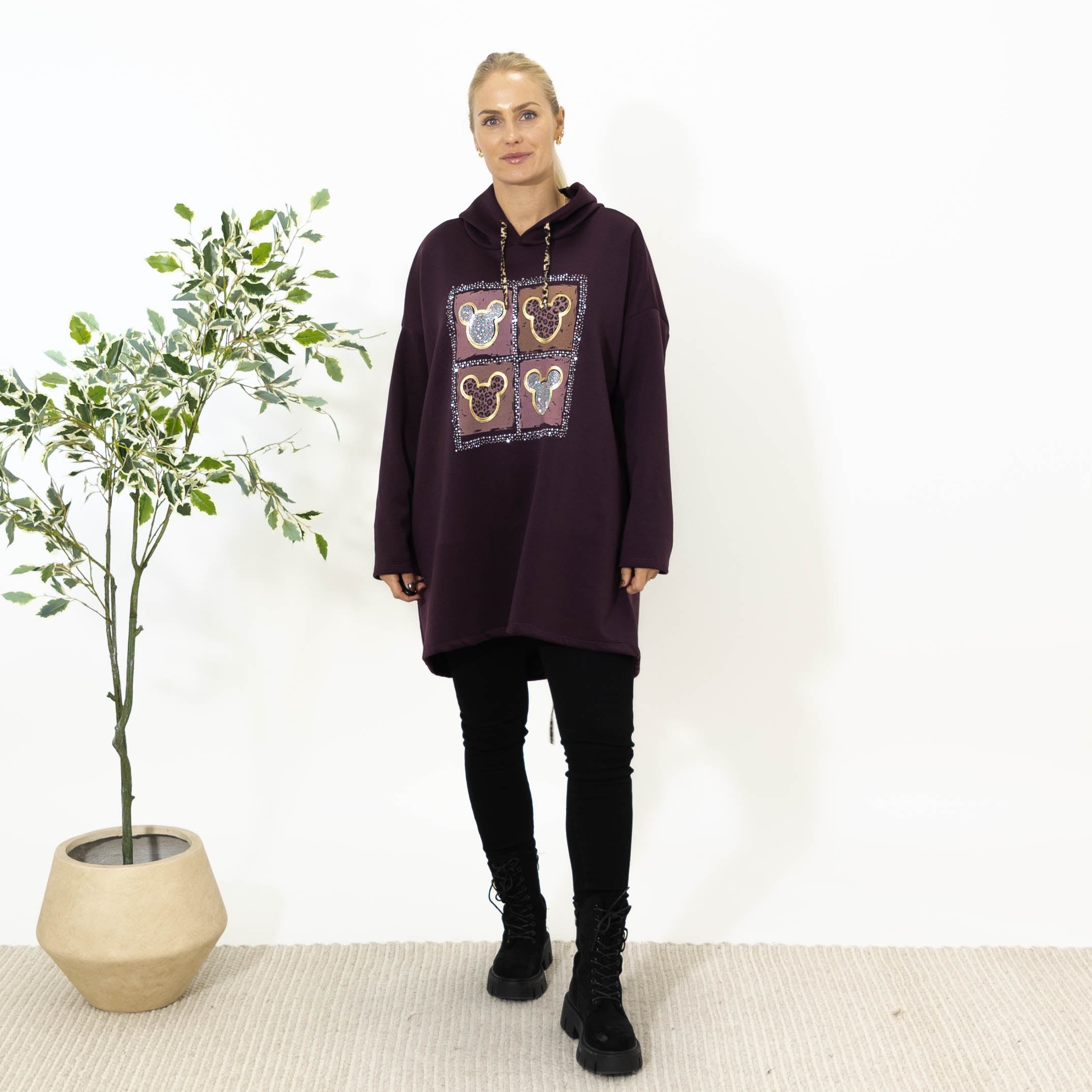 Noreen sweatshirt m. hoodie, Lilla