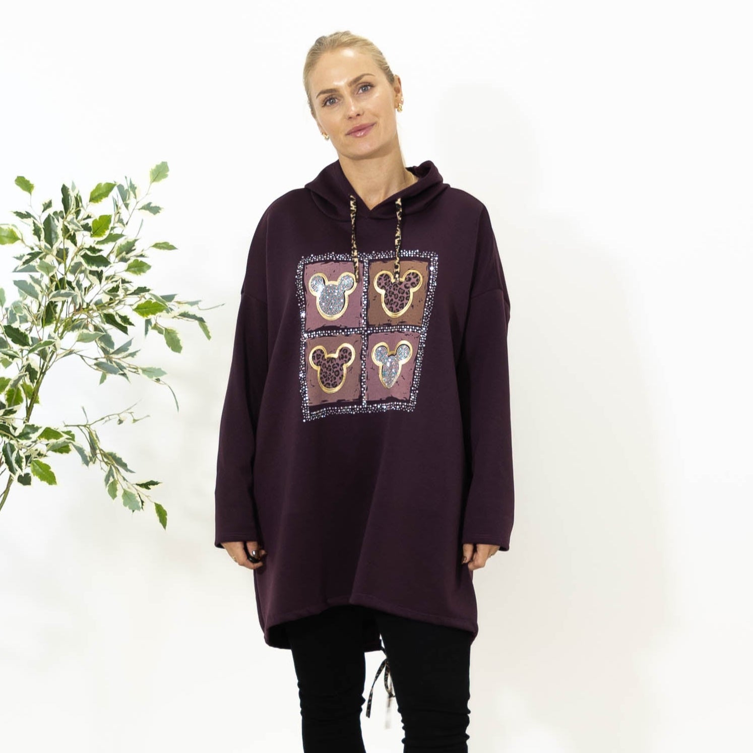 Noreen sweatshirt m. hoodie, Lilla