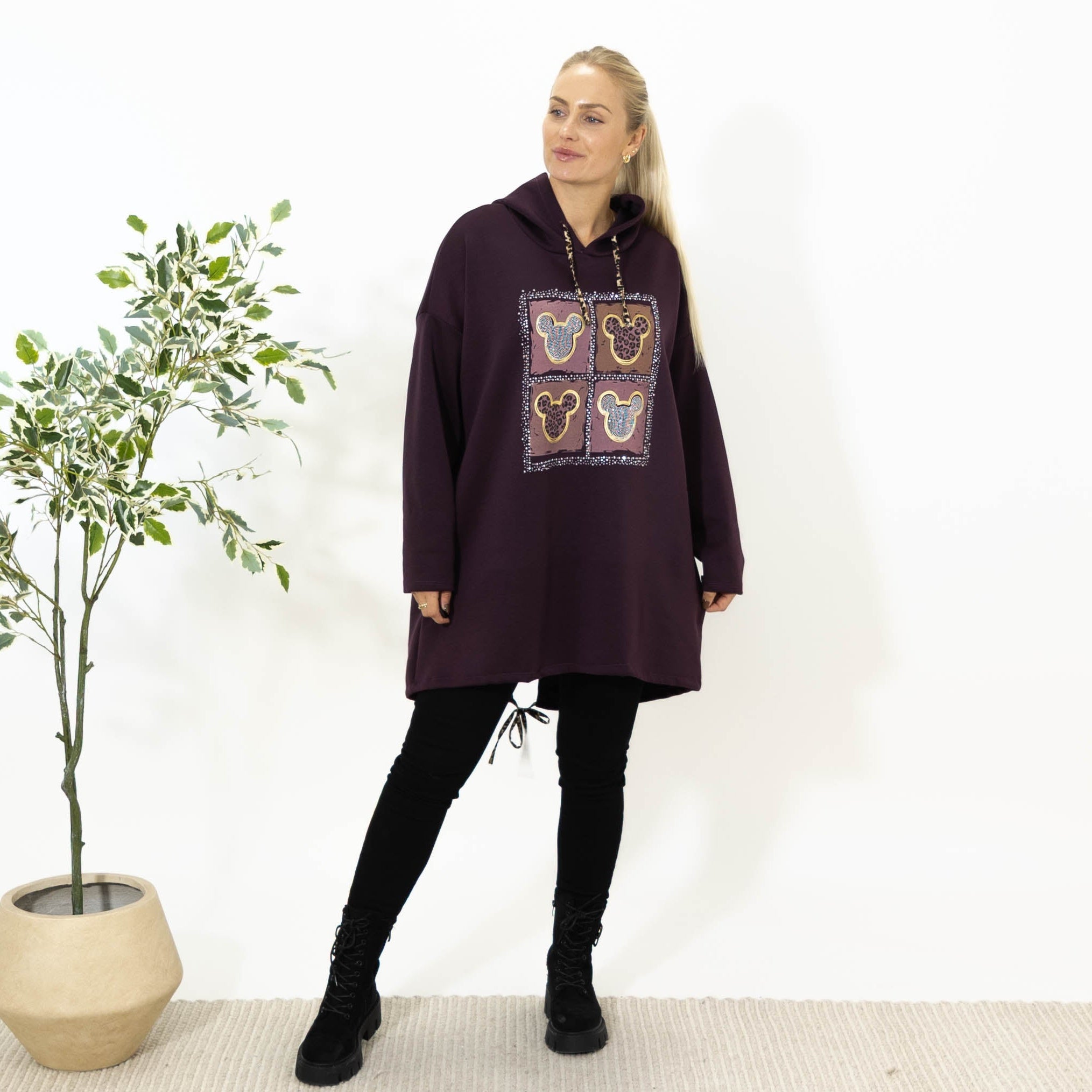 Noreen sweatshirt m. hoodie, Lilla