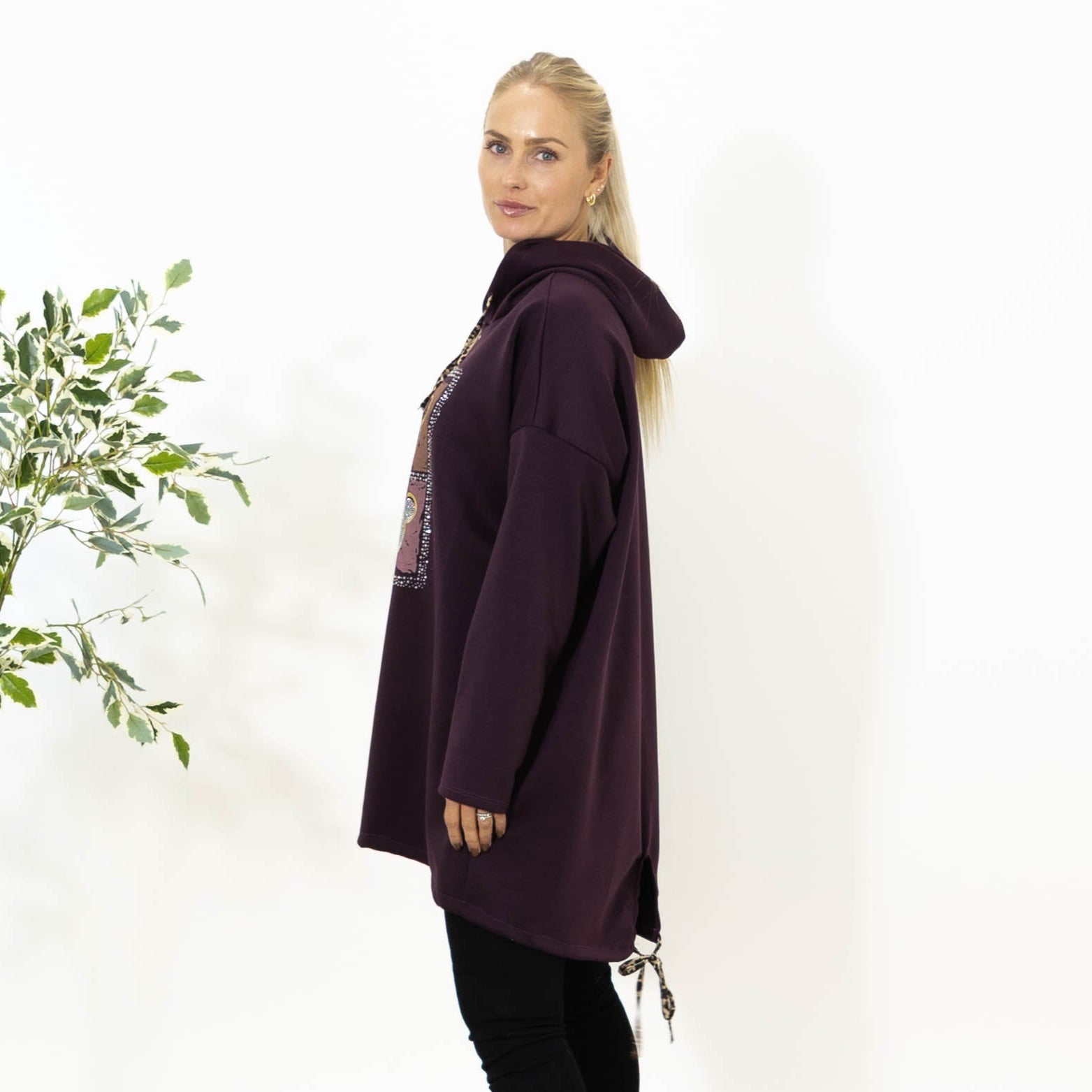 Noreen sweatshirt m. hoodie, Lilla