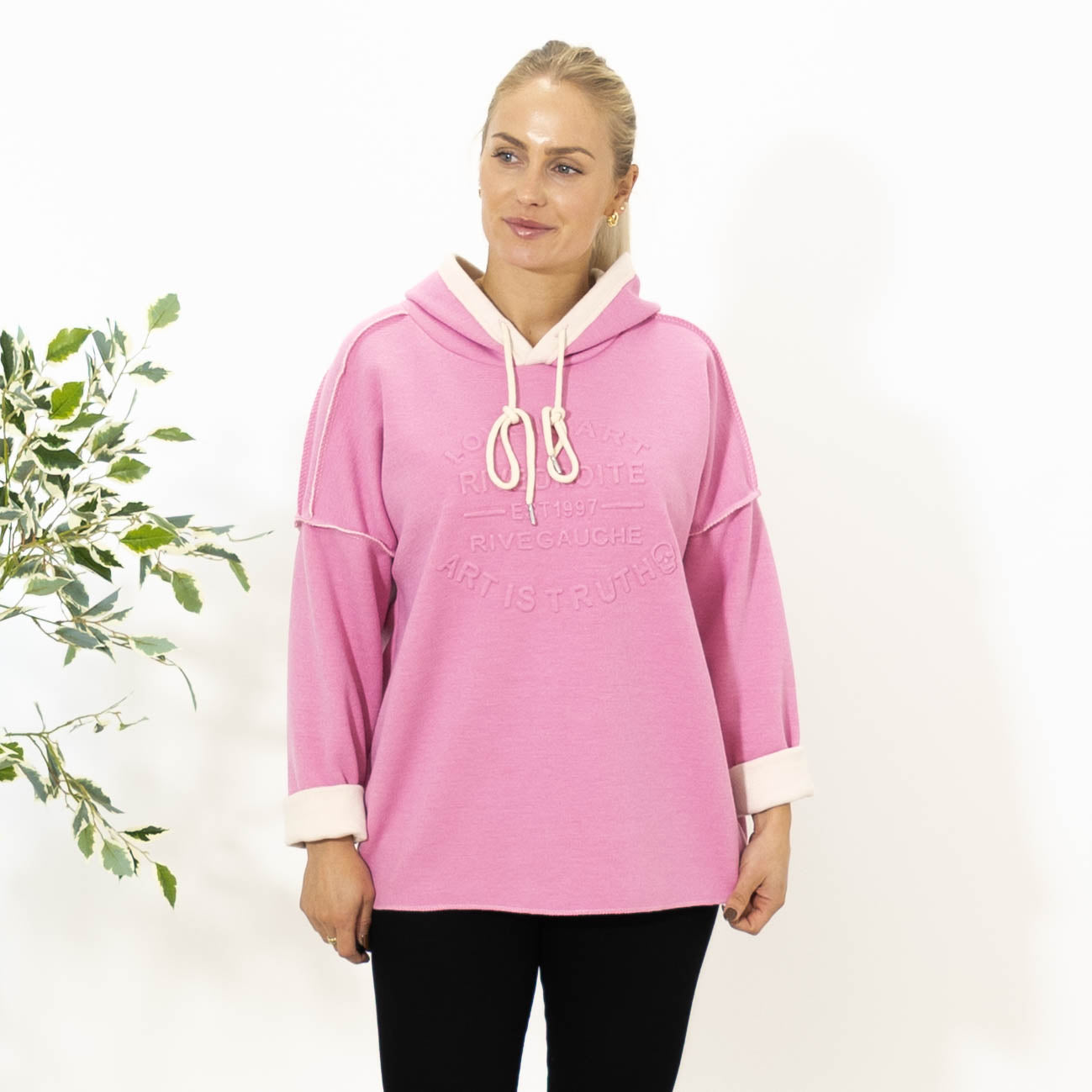 Hilda sweatshirt m. hoodie, Pink