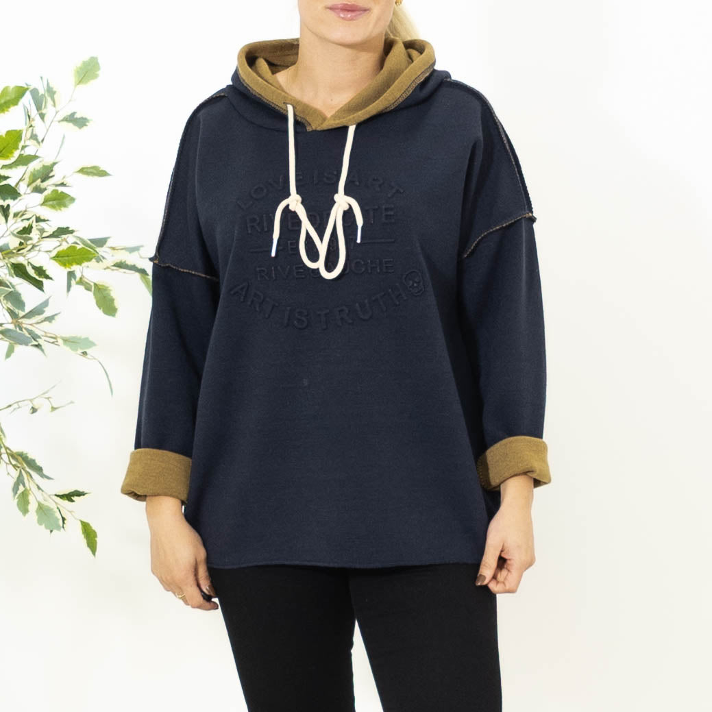 Hilda sweatshirt m. hoodie, Navy