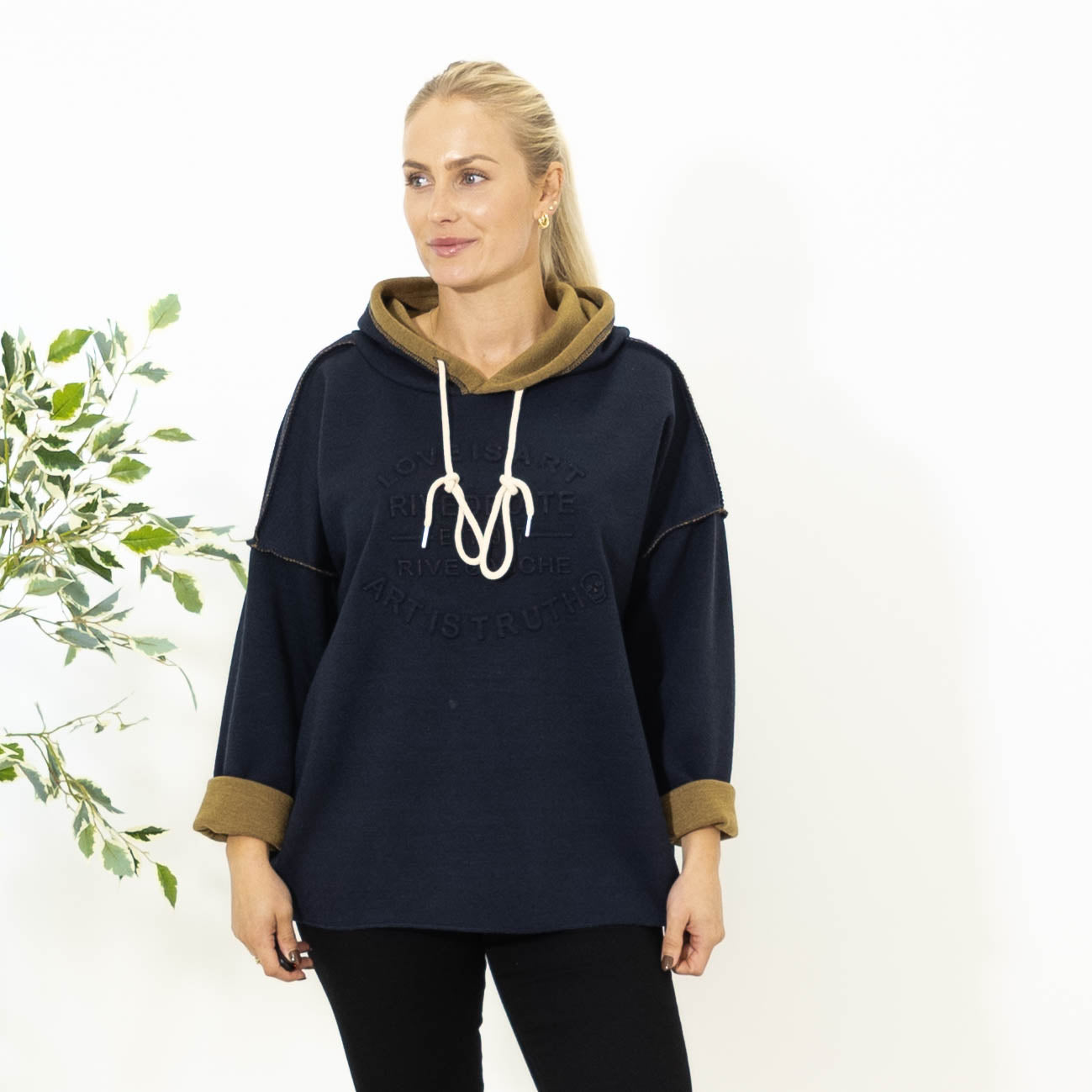 Hilda sweatshirt m. hoodie, Navy