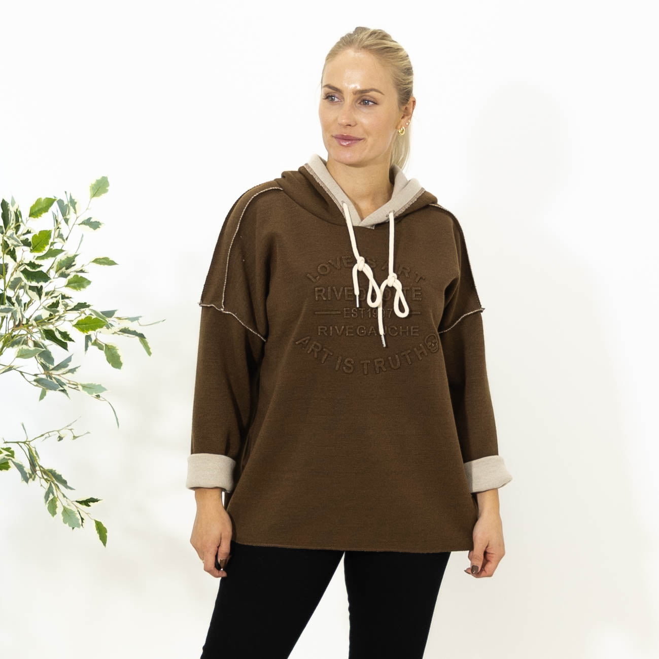 Hilda sweatshirt m. hoodie, Choko