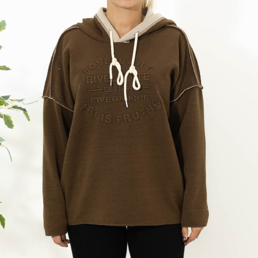 Hilda sweatshirt m. hoodie, Choko