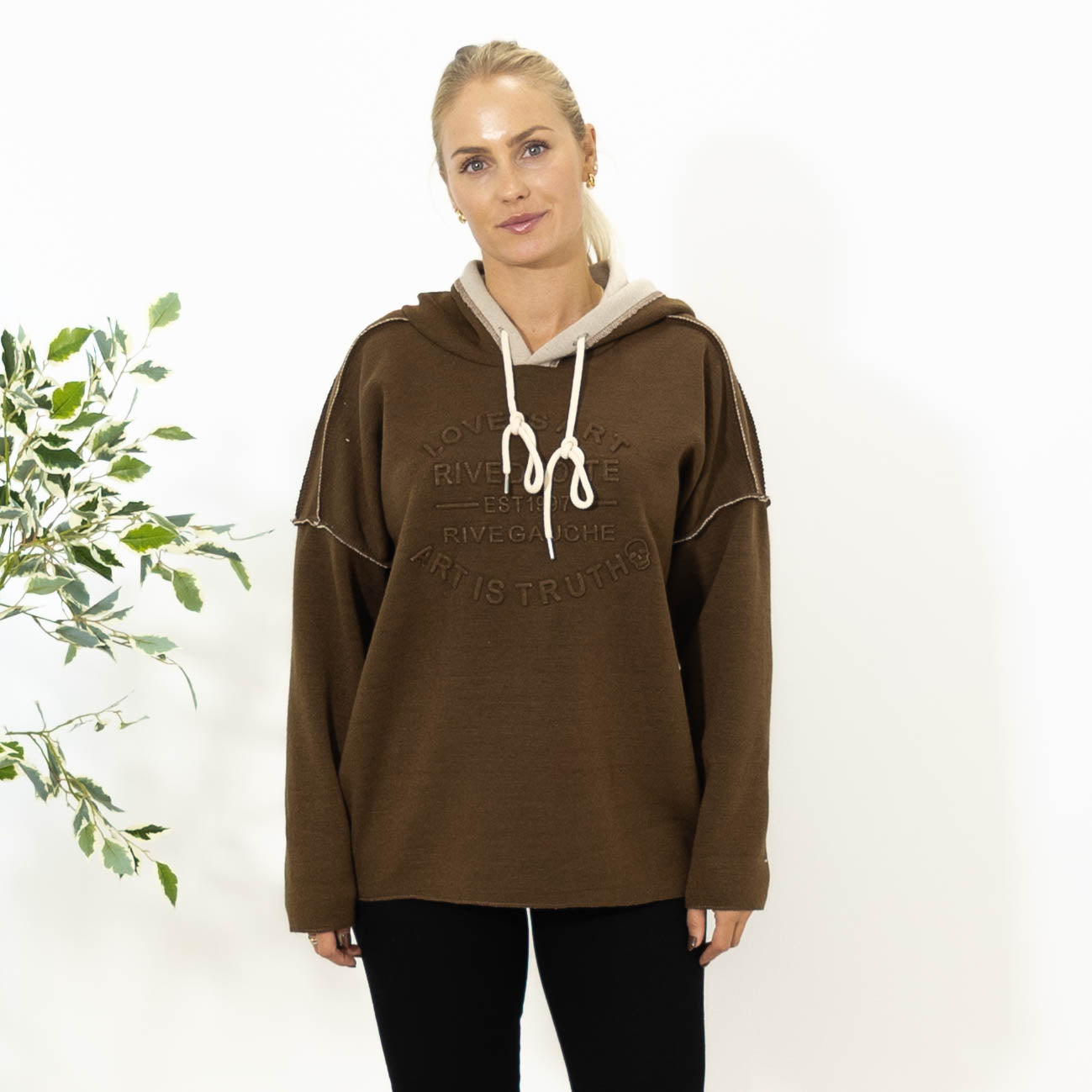 Hilda sweatshirt m. hoodie, Choko