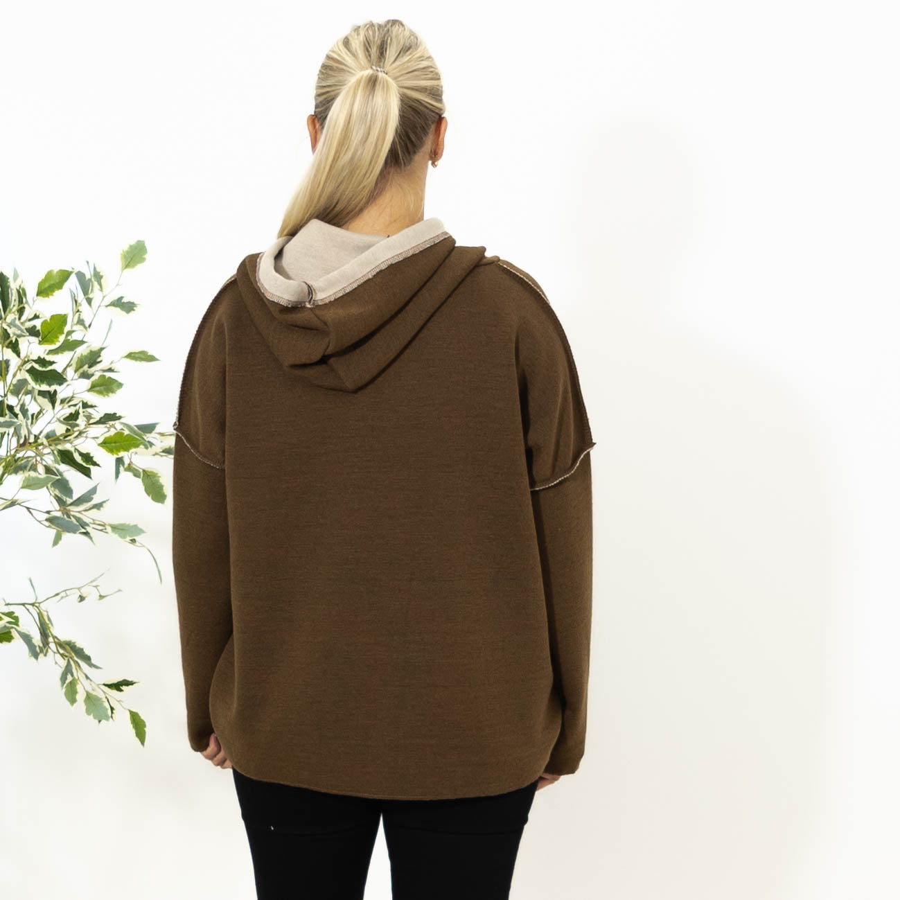 Hilda sweatshirt m. hoodie, Choko