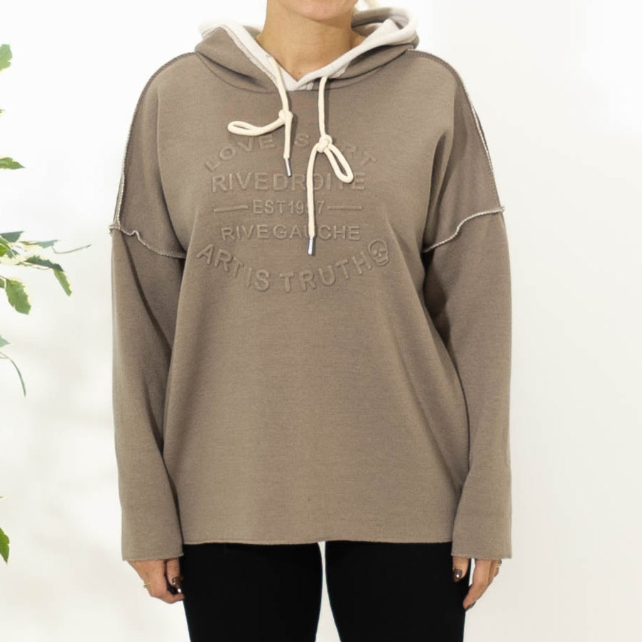 Hilda sweatshirt m. hoodie, Taupe