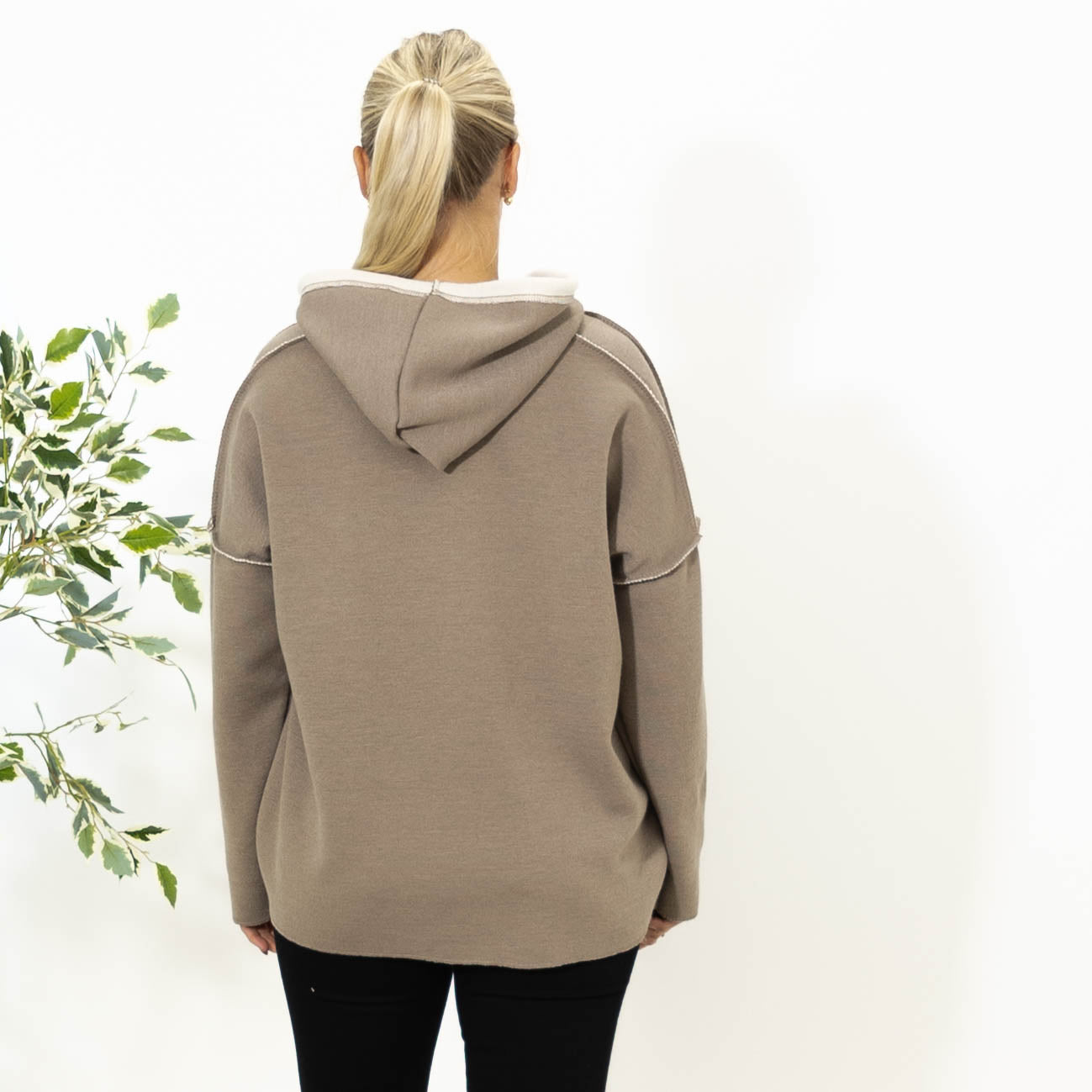 Hilda sweatshirt m. hoodie, Taupe