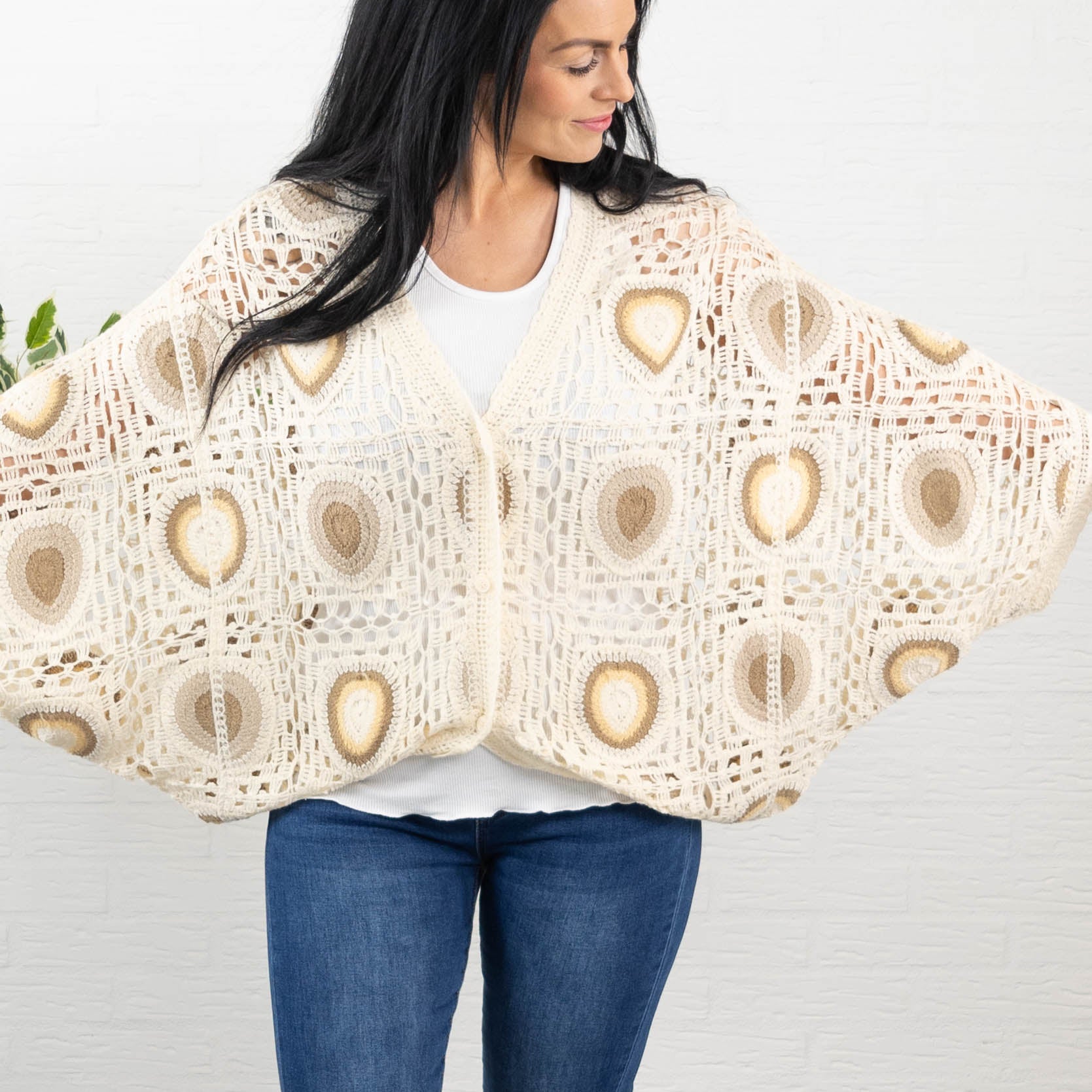 Gitte poncho, Taupe