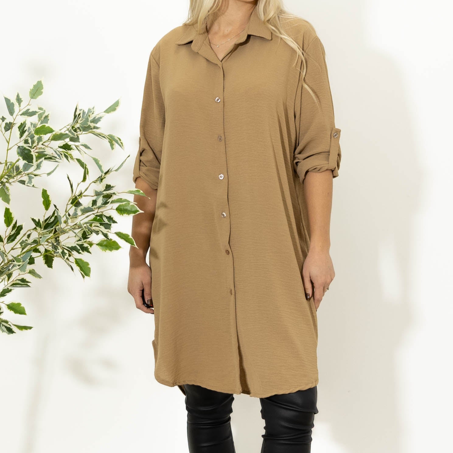 Betty bubblechiffon skjorte, Camel