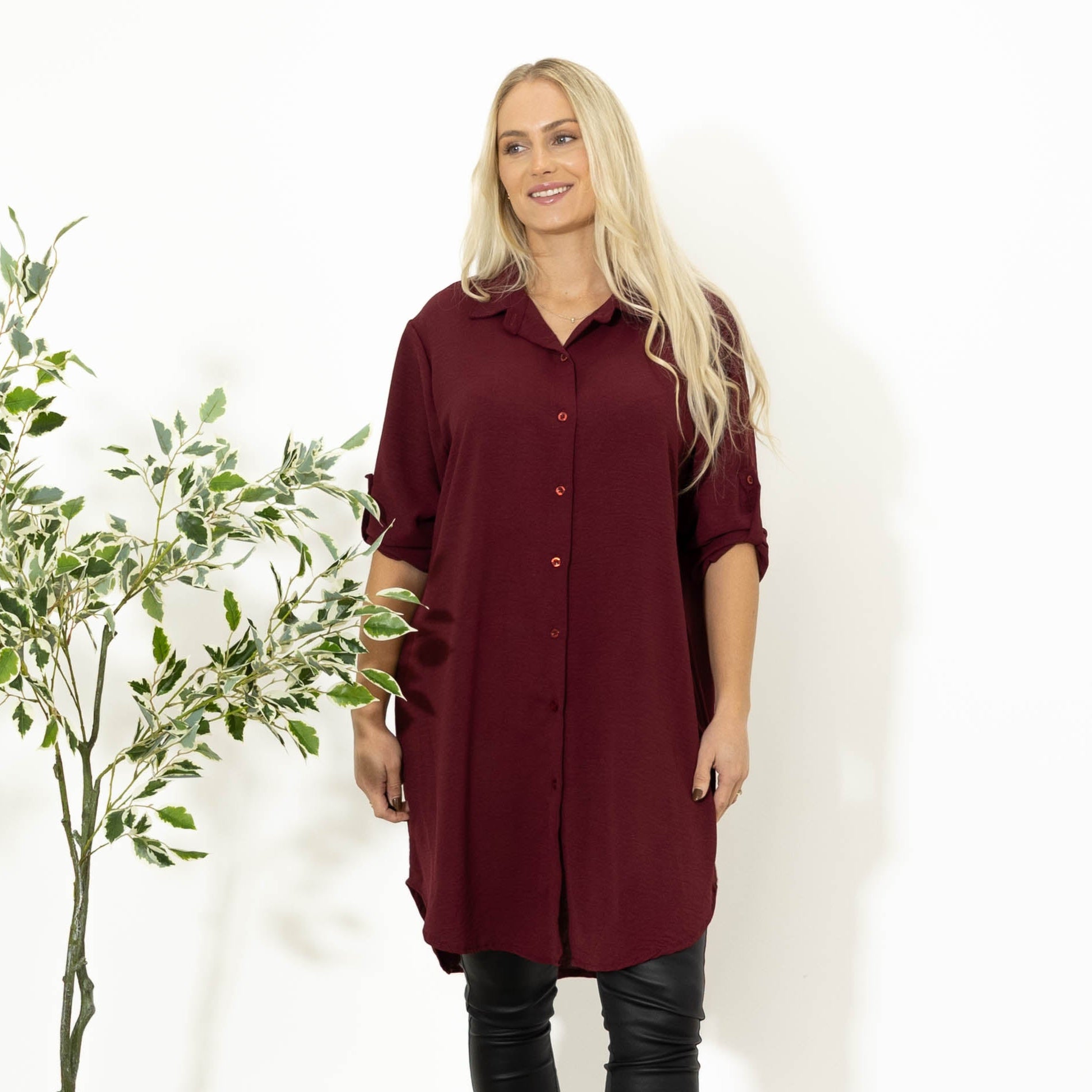 Betty bubblechiffon skjorte, Bordeaux
